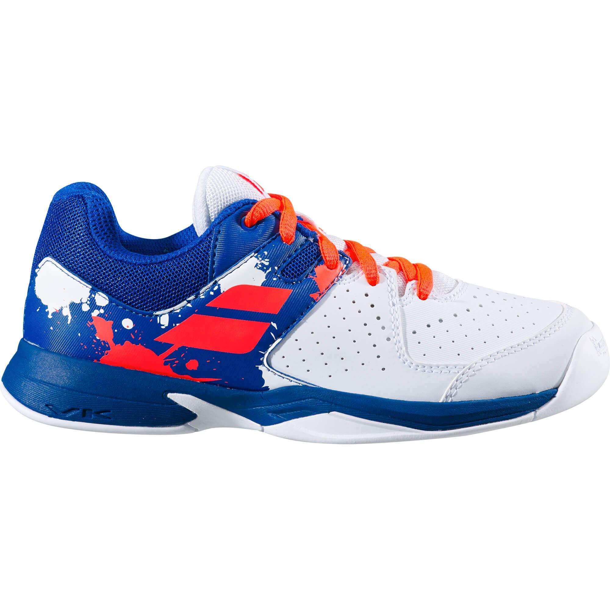 Babolat Kids Pulsion Indoor Carpet Tennis Shoes White/Dazzling Blue
