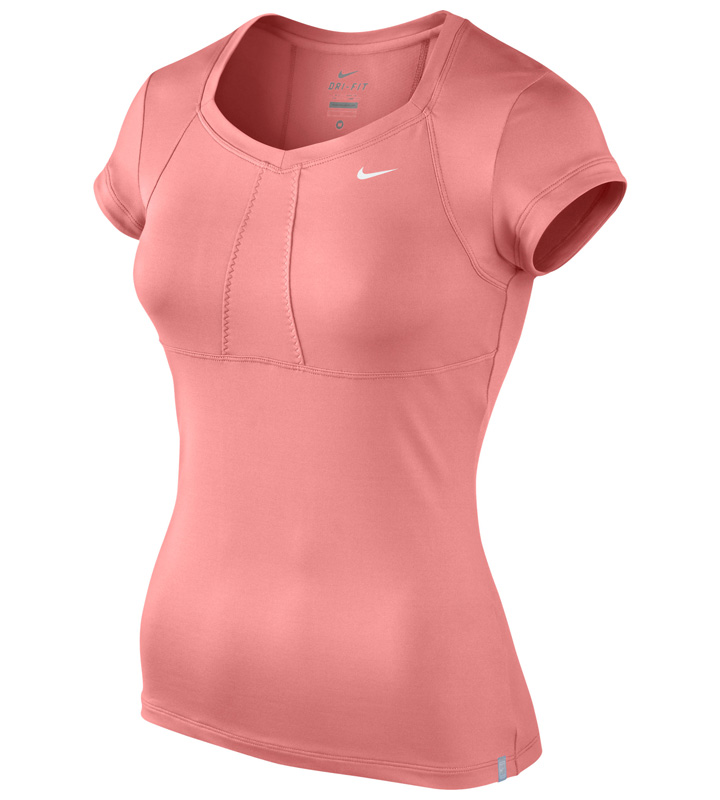 Nike Womens Short Sleeve Jersey Top Bright Peach/White