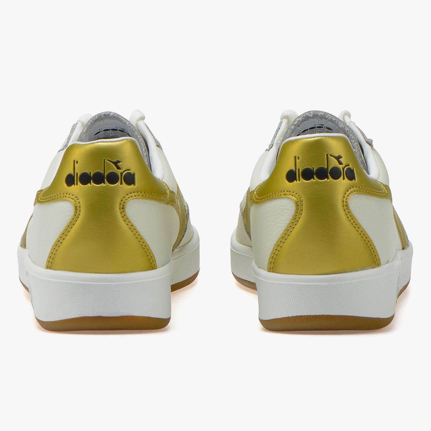 Diadora Mens B.Elite Premium L Shoes - White/Gold - Tennisnuts.com