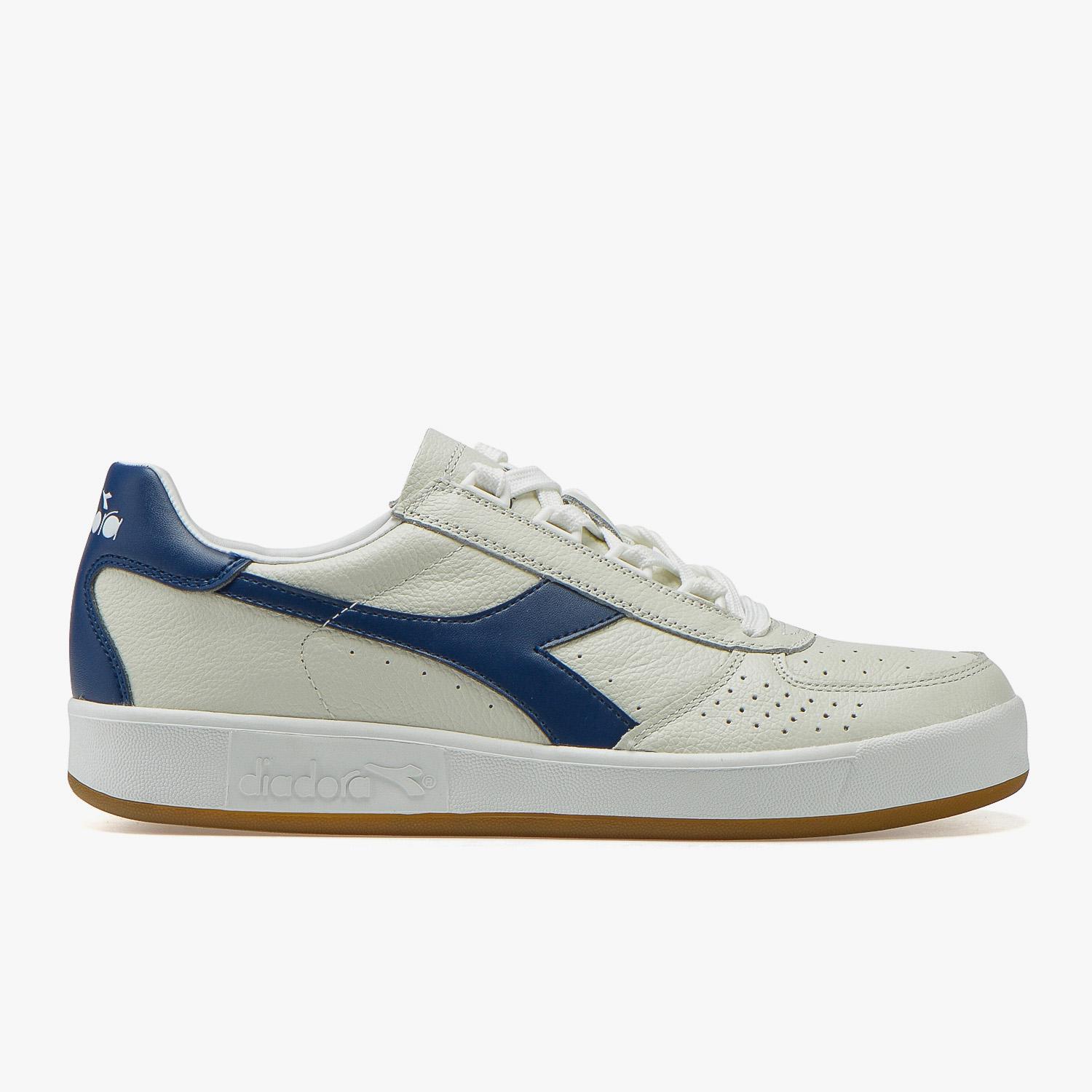 Diadora Mens B.Elite Premium L Shoes - White/Blue - Tennisnuts.com