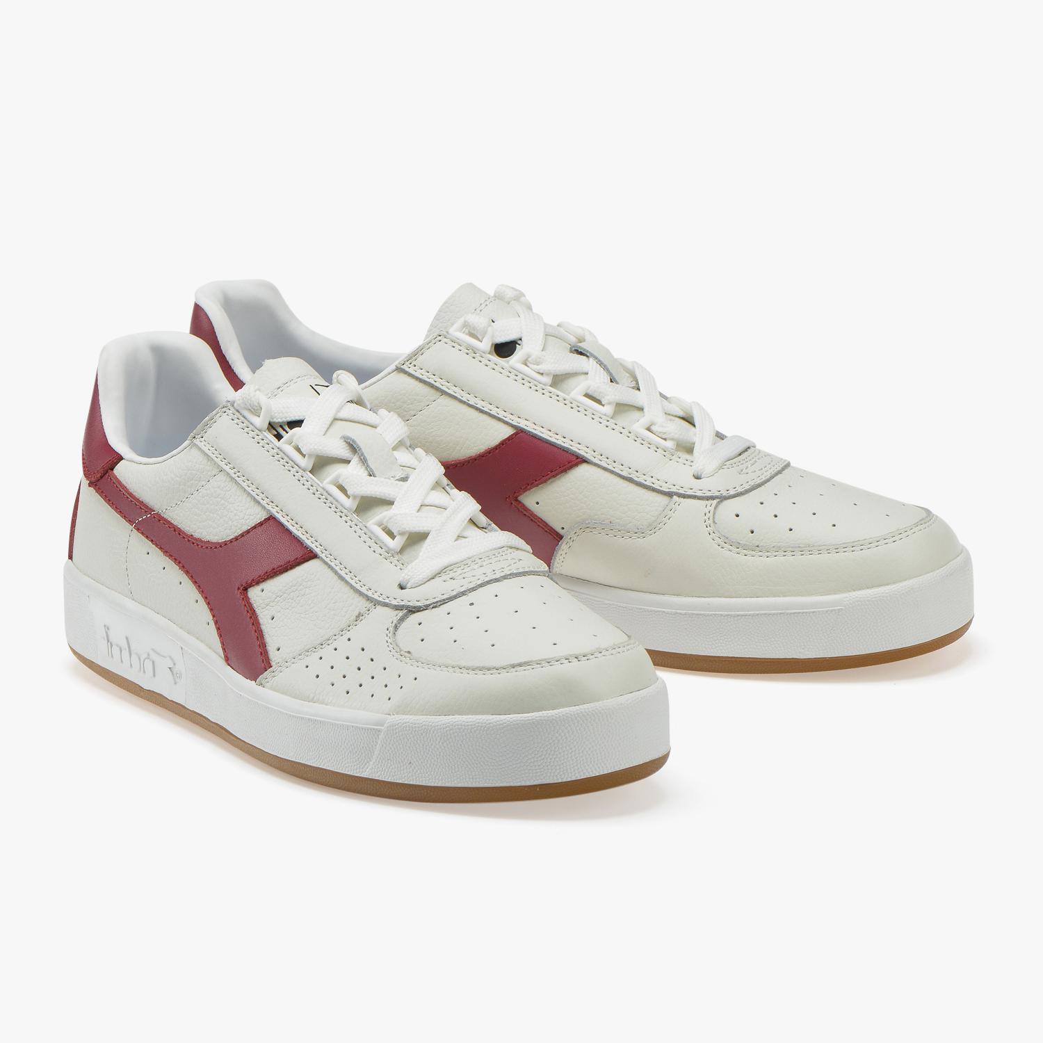Diadora Mens B.Elite Premium L Shoes - White/Red - Tennisnuts.com