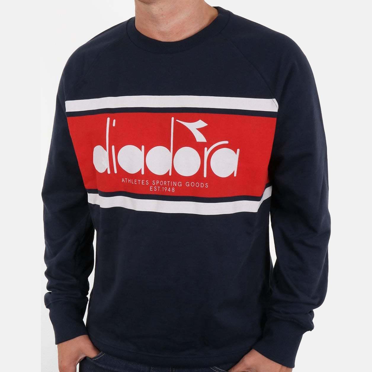 Diadora Mens Crew Sweatshirt - Navy/Red 