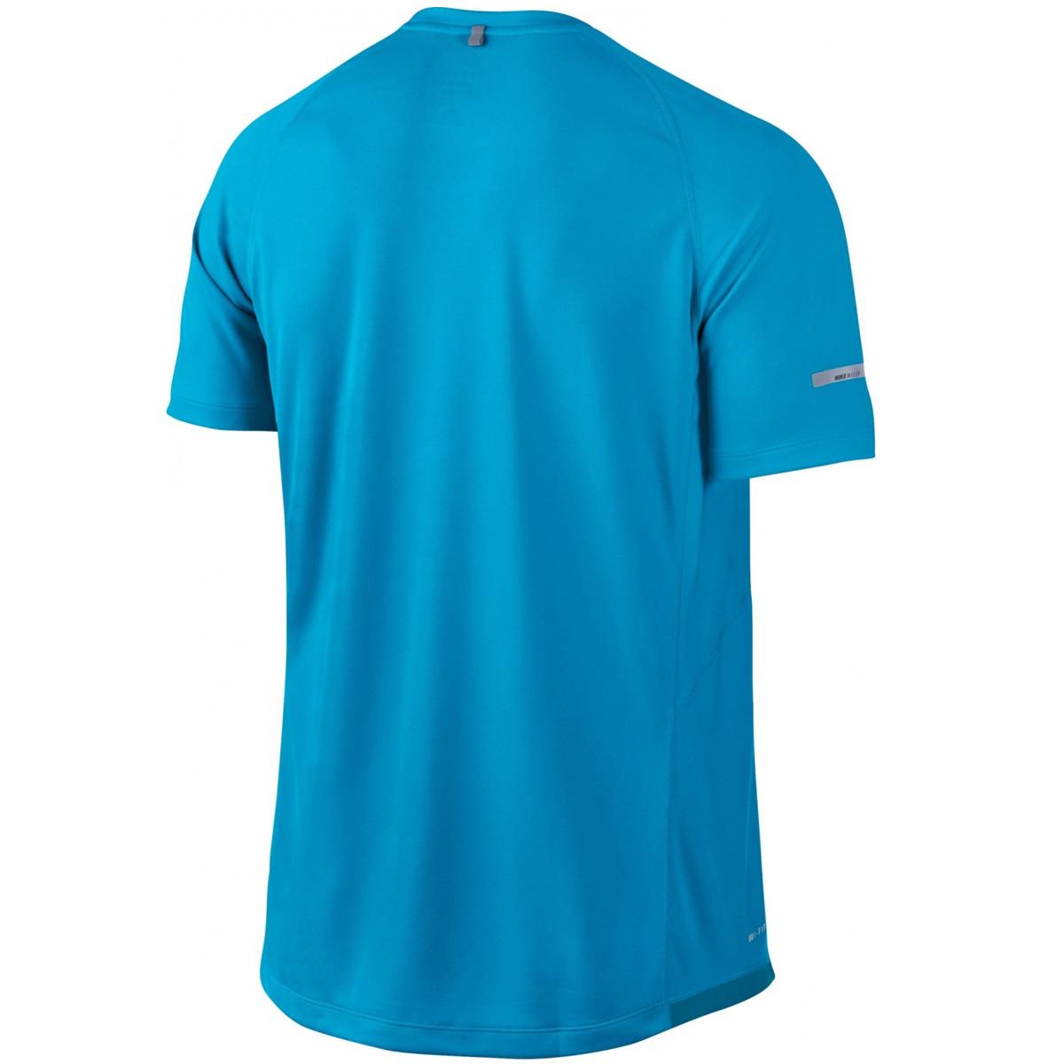 Nike Mens Miler UV Short Sleeve Running Shirt Prize Blue/Reflective