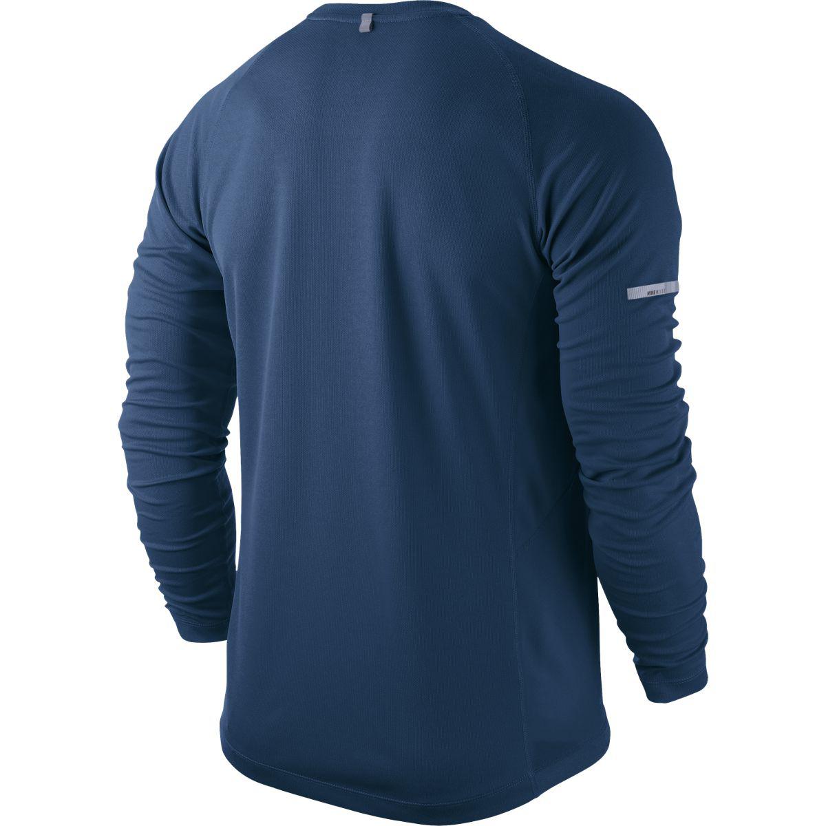 Nike Mens Miler UV Long Sleeve Shirt - Blue/Silver - Tennisnuts.com