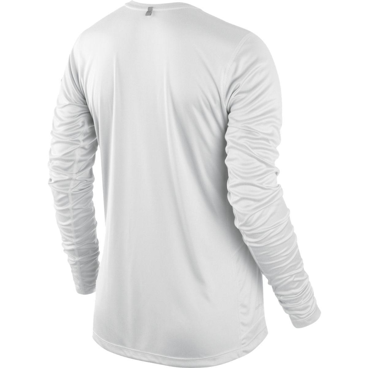 Nike Womens Miler Long Sleeve Running Top - White/Reflective Silver ...