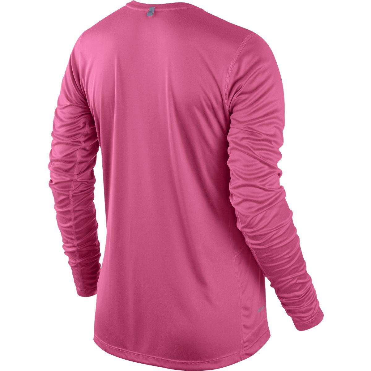 Nike Womens Miler Long Sleeve Running Top - Dynamic Pink/Reflective ...