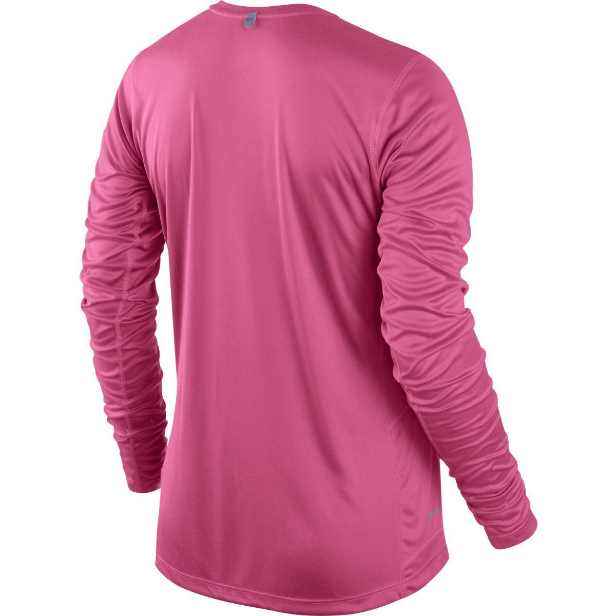 Nike Womens Miler Long Sleeve Running Top Dynamic Pink/Reflective