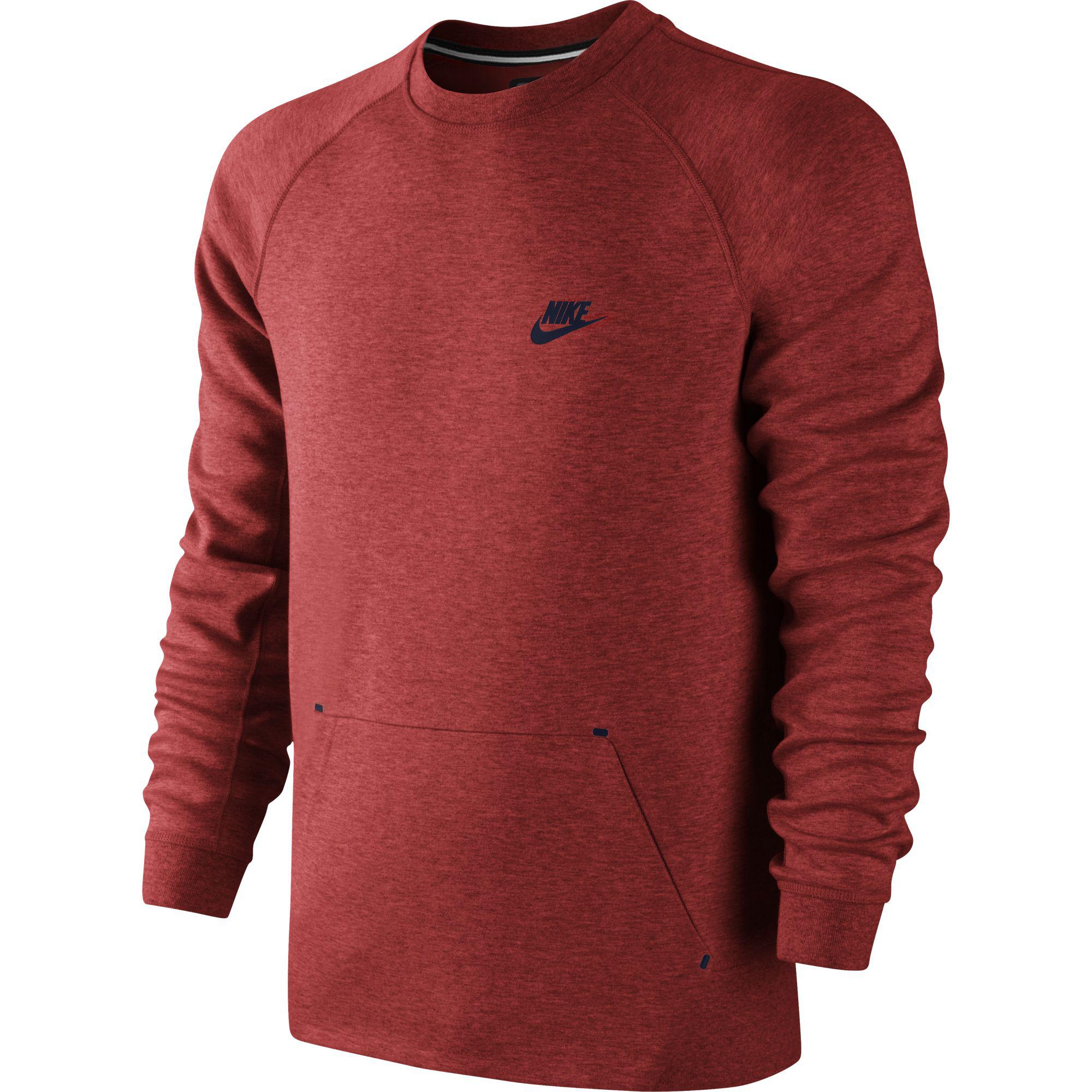 Nike Mens Tech Fleece Crew Sweatshirt - Red - Tennisnuts.com