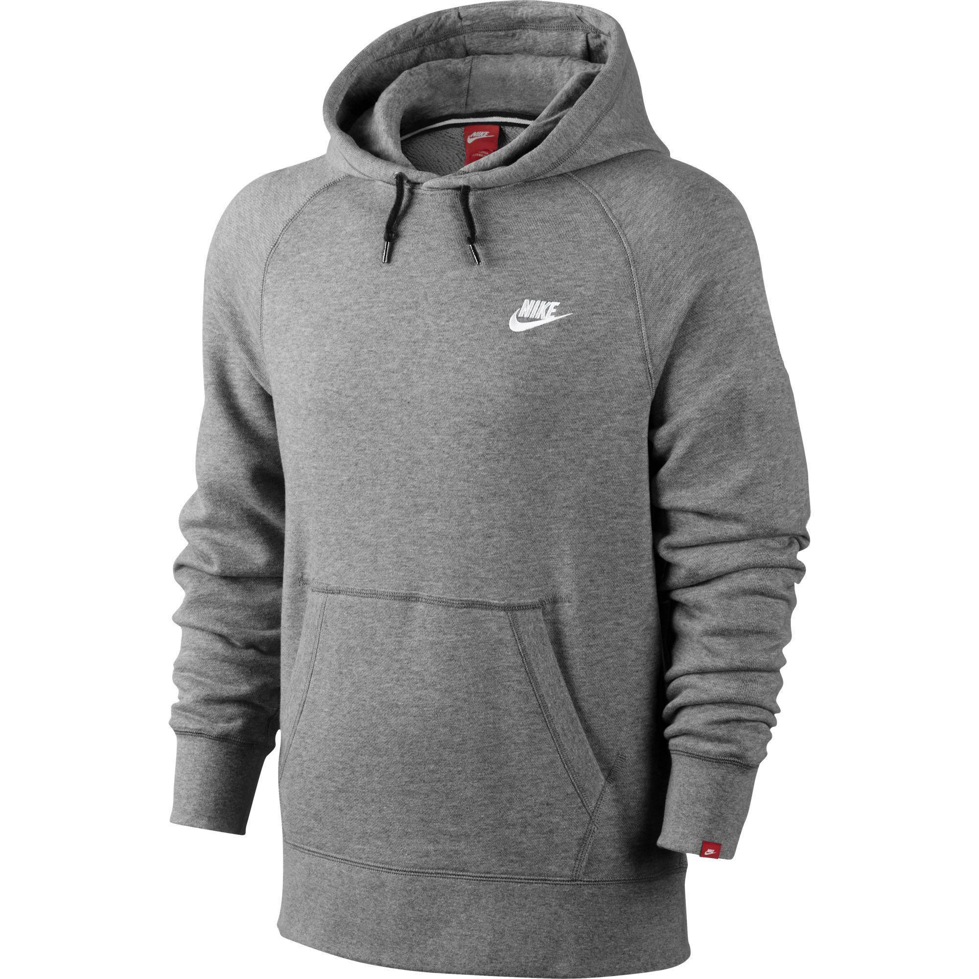 Nike Mens AW77 Hoodie - Dark Grey Heather/White - Tennisnuts.com