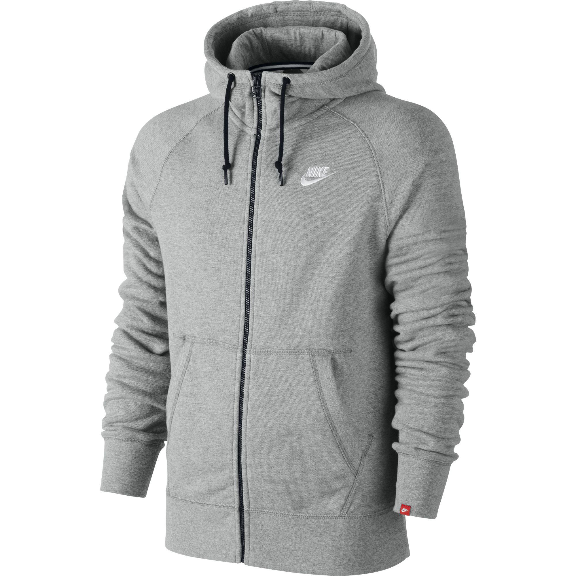 Nike Mens AW77 Intentional Full-Zip Hoodie - Dark Grey Heather ...