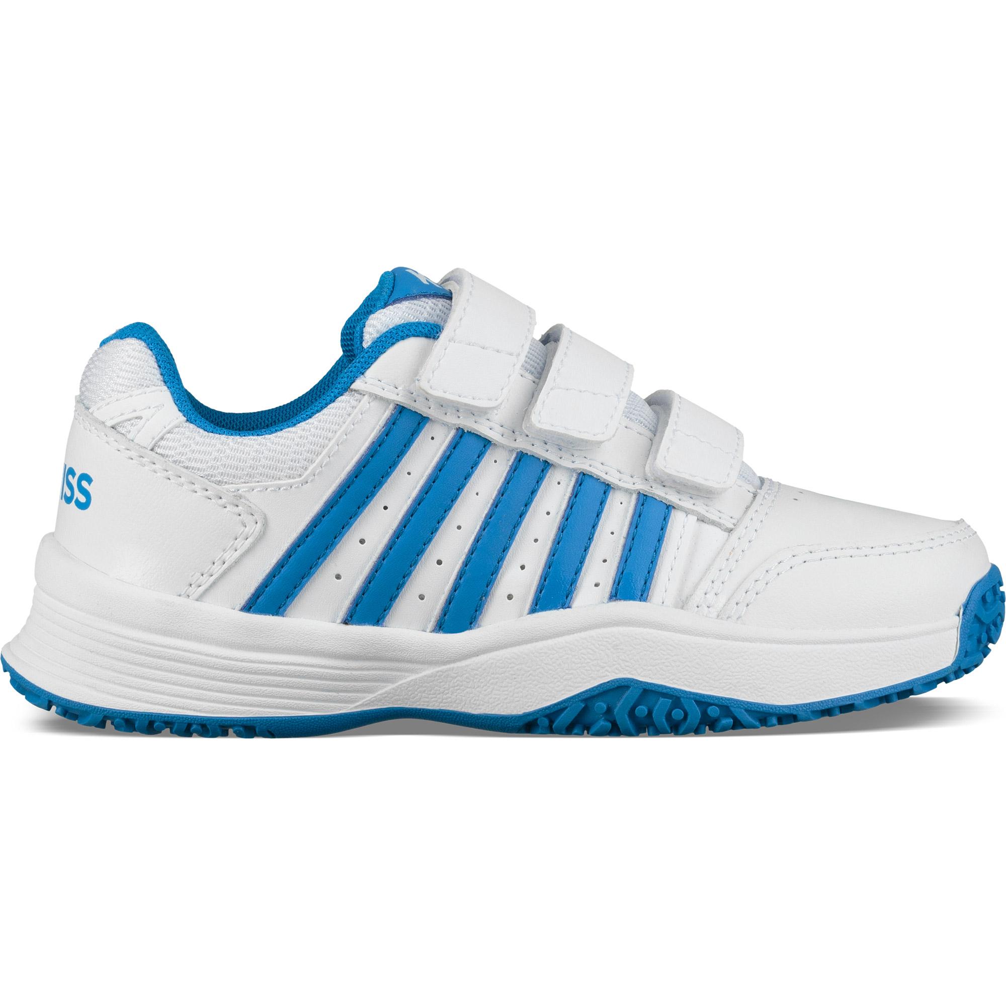 KSwiss Kids Court Smash Strap Omni Tennis Shoes White/BrilliantBlue