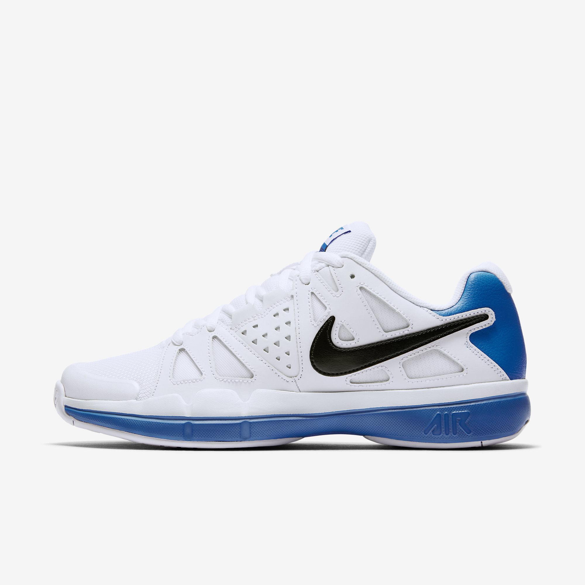 Nike Mens Air Vapor Advantage Tennis Shoes - White/Blue - Tennisnuts.com