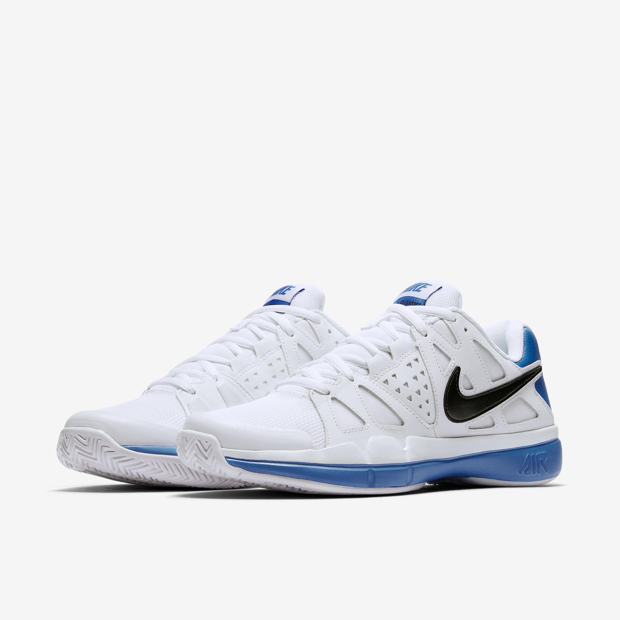 Nike Mens Air Vapor Advantage Tennis Shoes - White/Blue - Tennisnuts.com