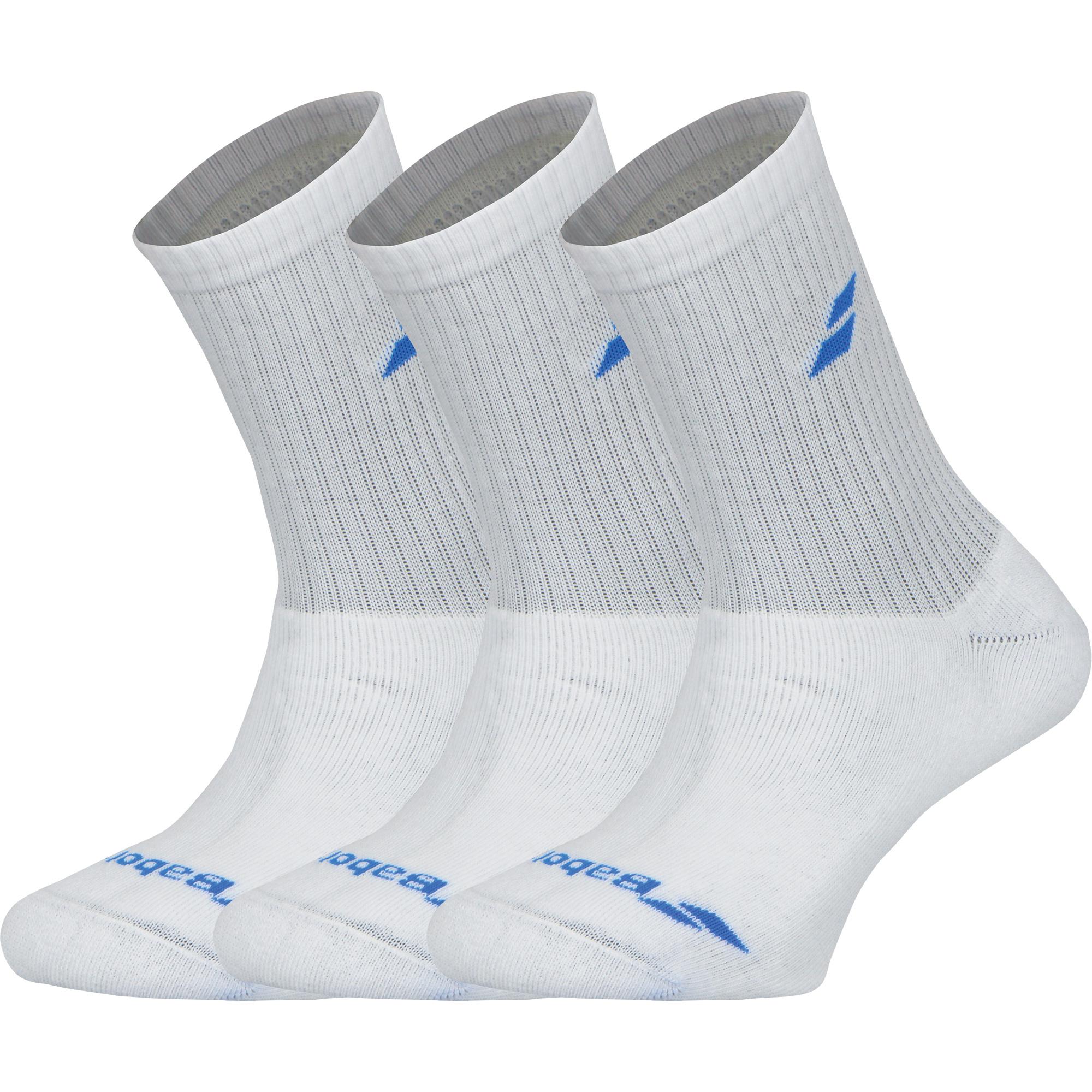 Babolat Junior Sports Socks (3 Pairs) White/Diva Blue