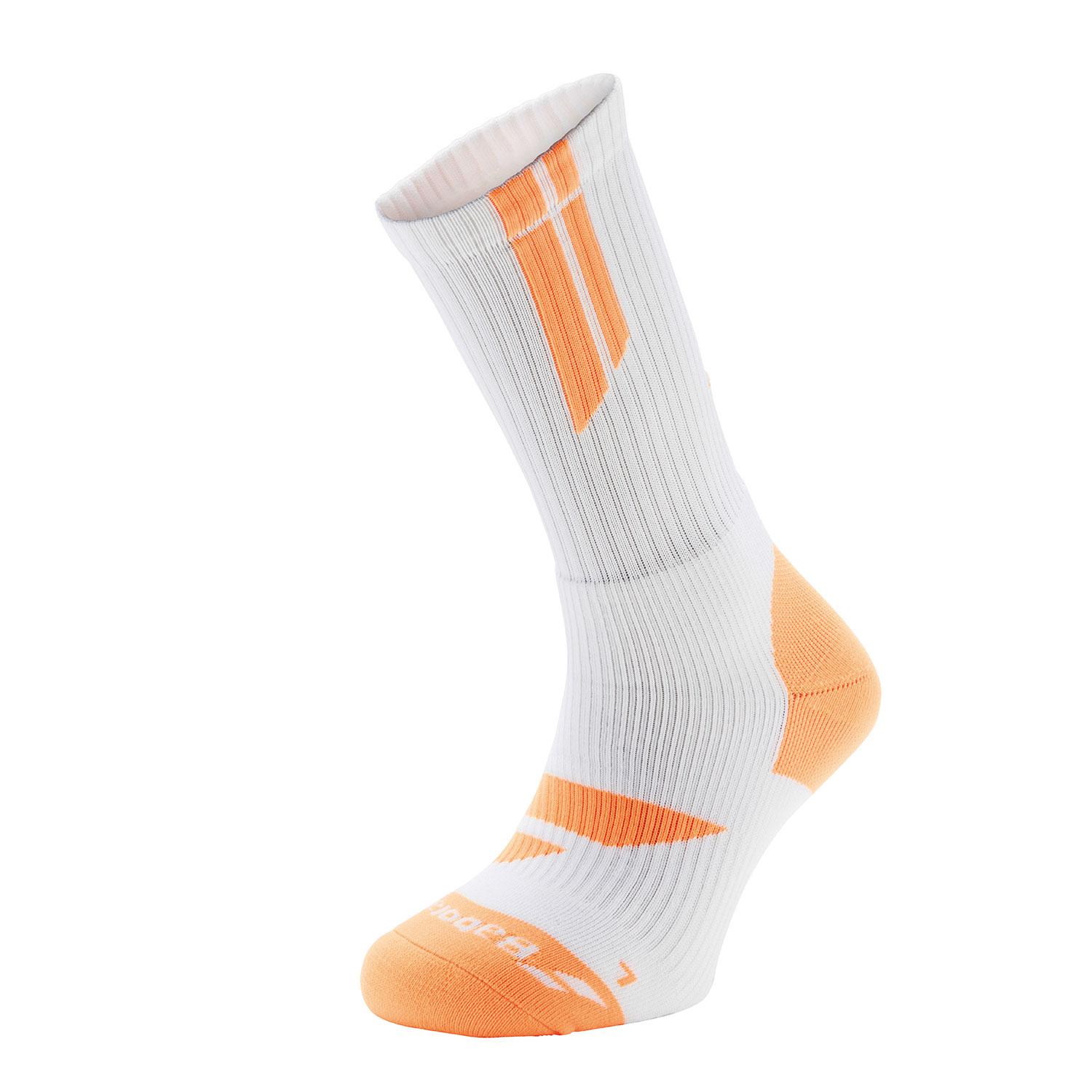 Babolat Mens Team Big Logo Tennis Socks (1 Pair) White/Orange