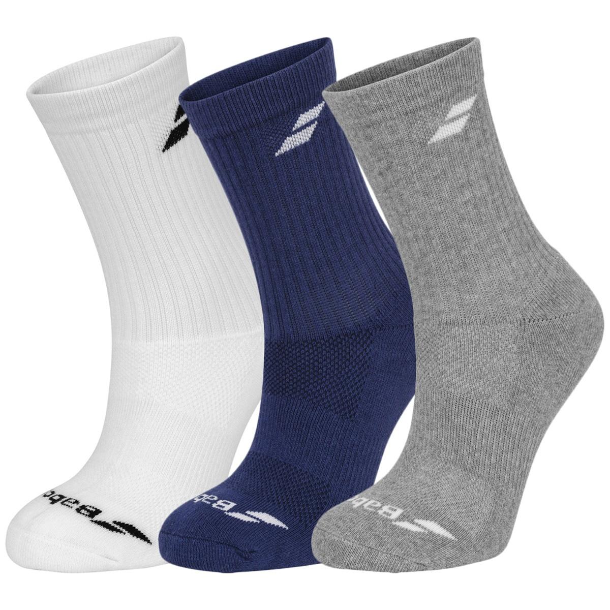 Babolat Basic Socks (3 Pairs) White/Blue/Grey