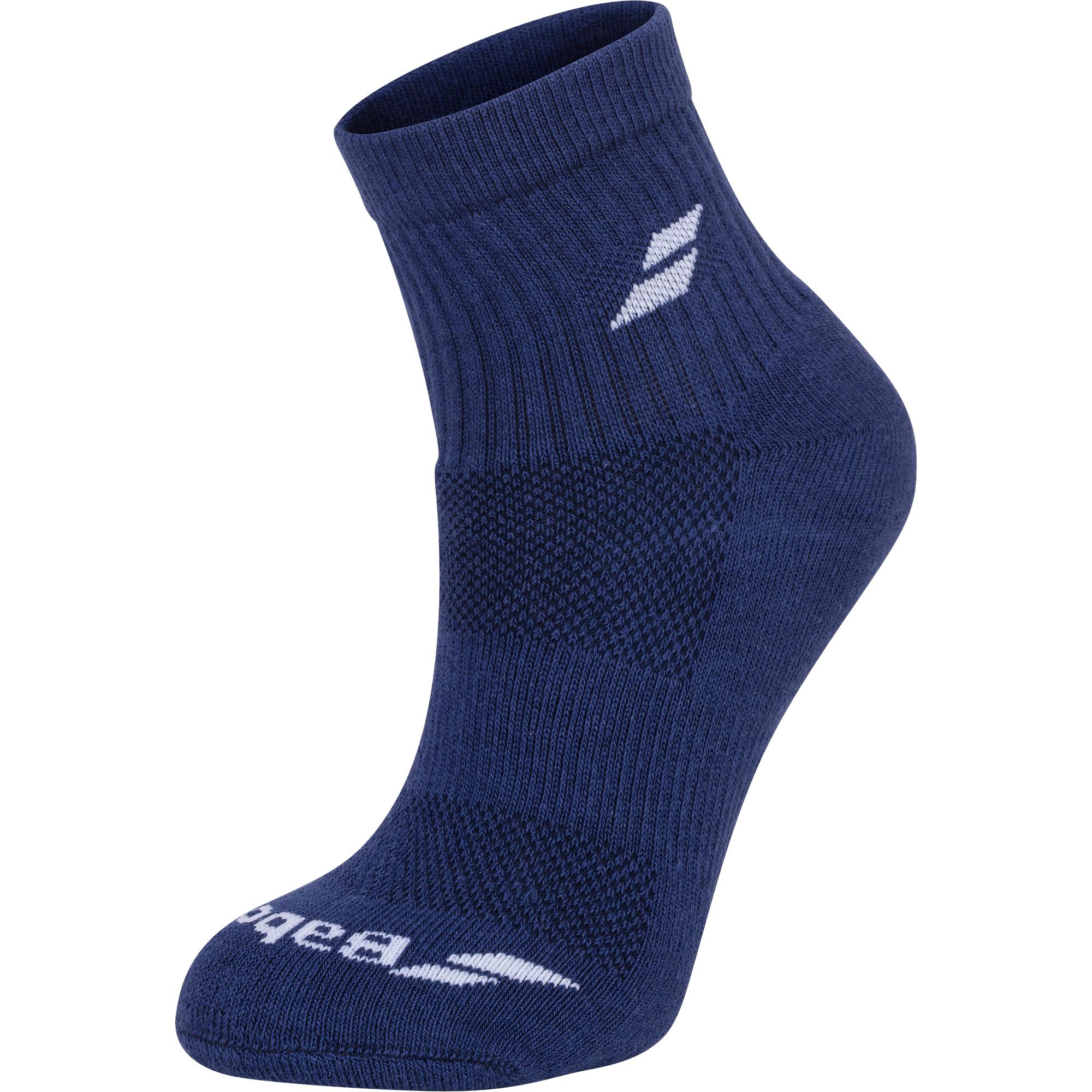 Babolat Quarter Socks (3 Pairs) - Blue/Grey/White - Tennisnuts.com