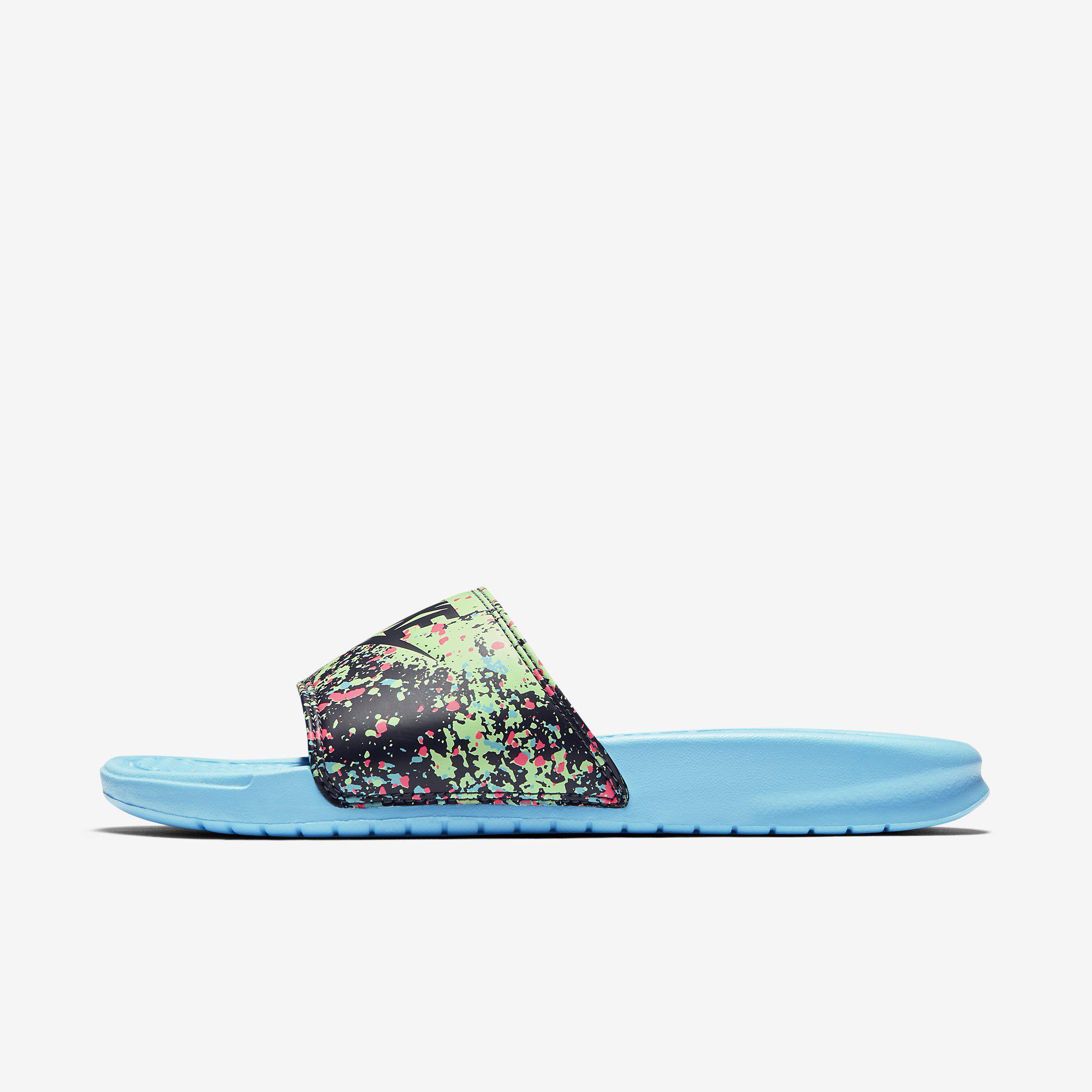 Nike Womens Benassi Just Do It Flip Flops - Blue/Raisin/Mint ...