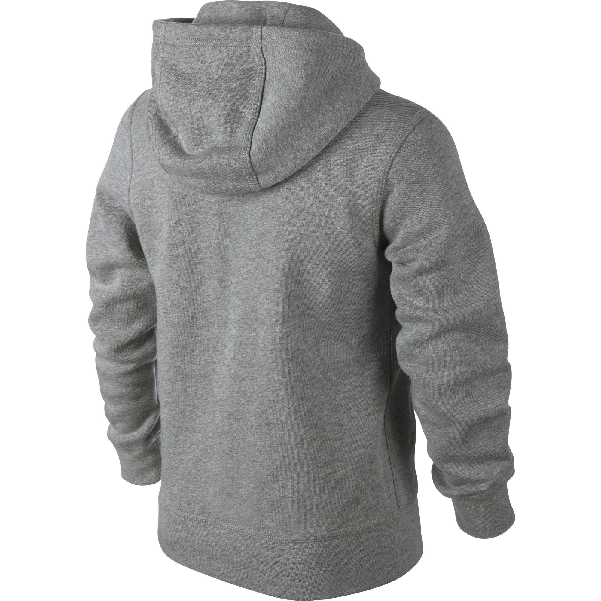 Nike Boys YA76 Brushed Fleece Full-Zip Hoodie - Dark Grey Heather ...