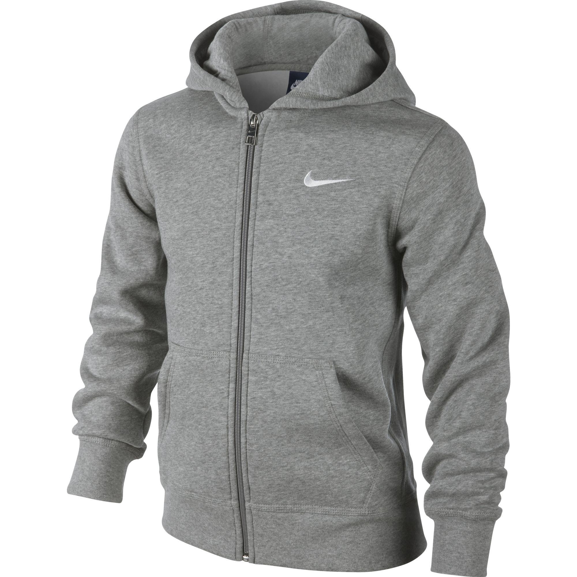 Nike Boys YA76 Brushed Full-Zip Hoodie - Dark Grey Heather - Tennisnuts.com