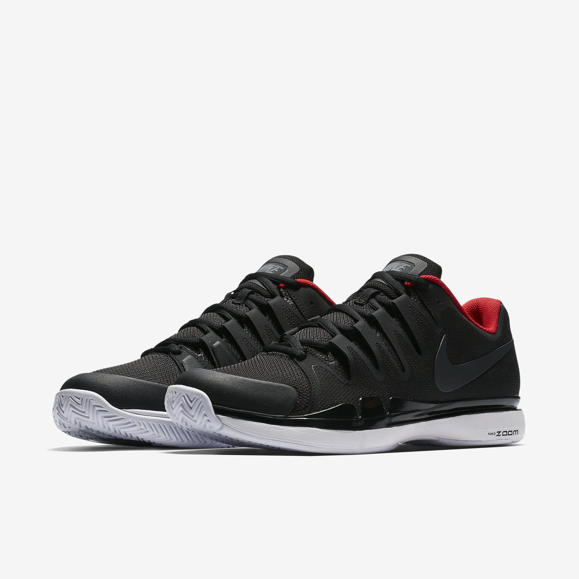Nike Mens Zoom Vapor 9.5 Tour Tennis Shoes - Black/Red - Tennisnuts.com