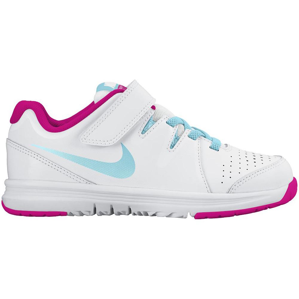 Nike Little Girls Vapor Court Tennis Shoes - White/Vivid Pink - 0