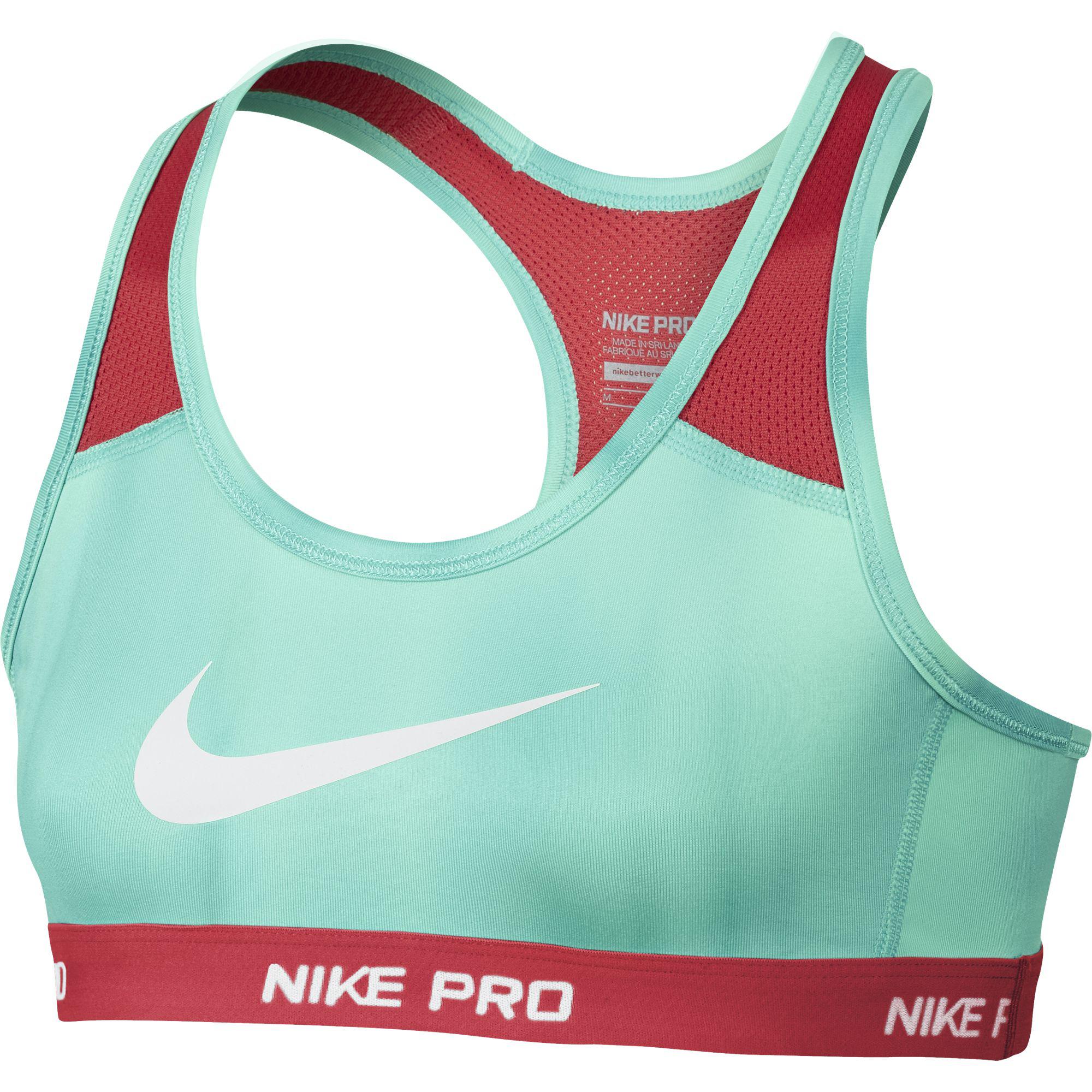 Nike Girls Pro Allover Print Sports Bra - Artisan Teal/Daring Red ...