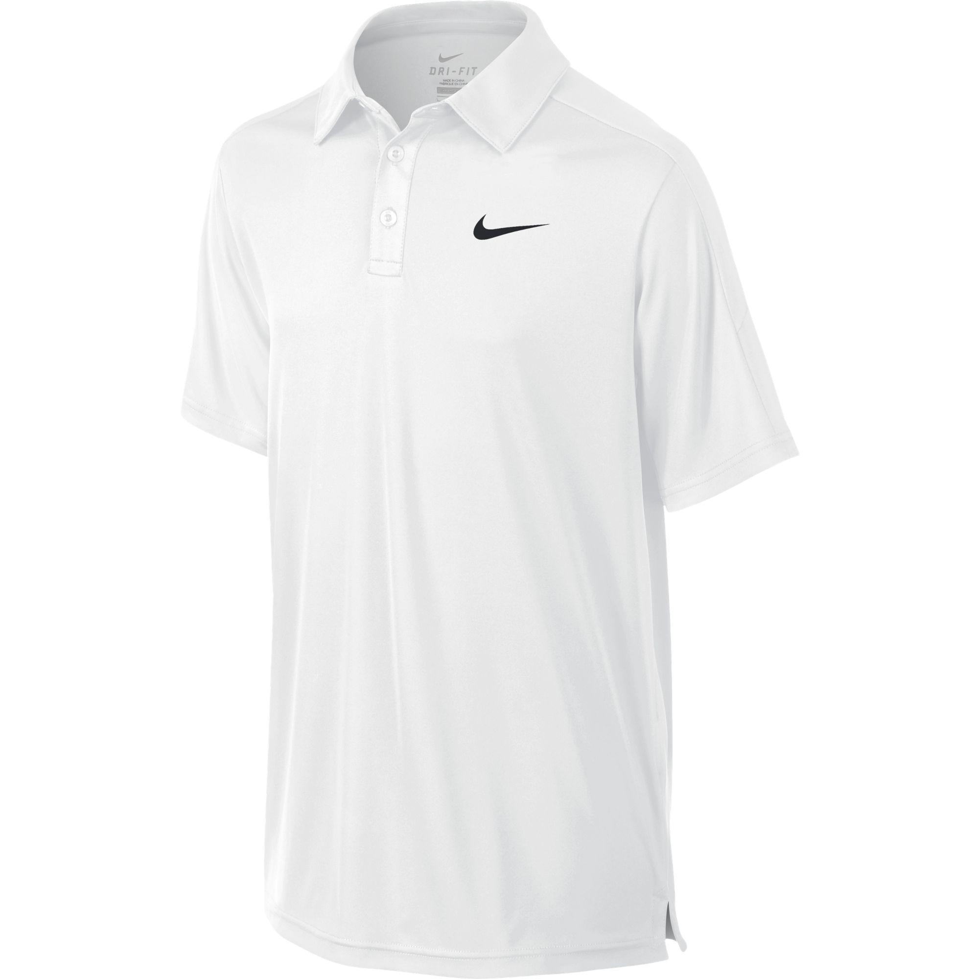 Nike Boys Team Court Tennis Polo - White - Tennisnuts.com