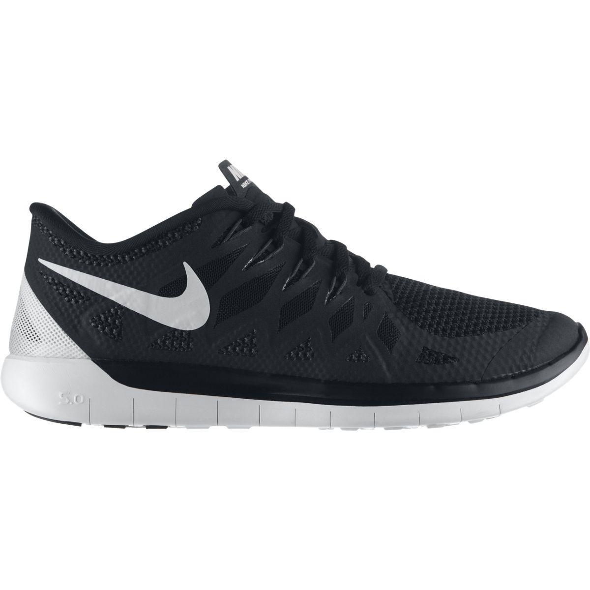 Nike Mens Free 5.0+ Running Shoes - Black/White - Tennisnuts.com