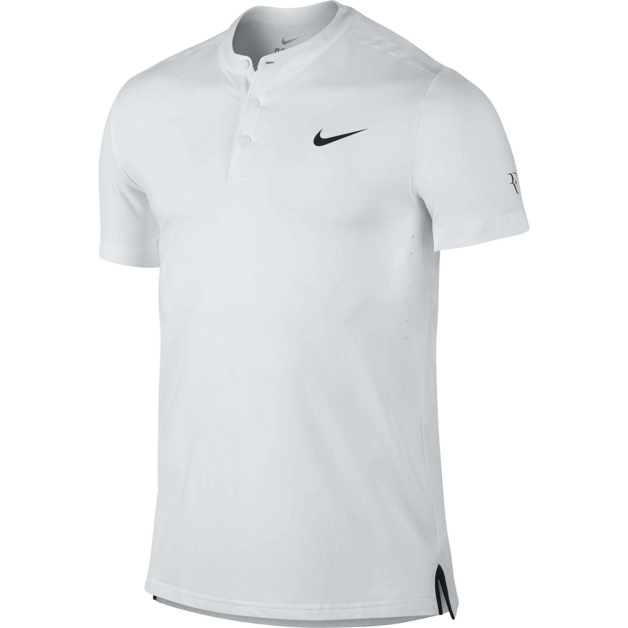 Nike Mens Premier RF Henley Shirt - White - Tennisnuts.com
