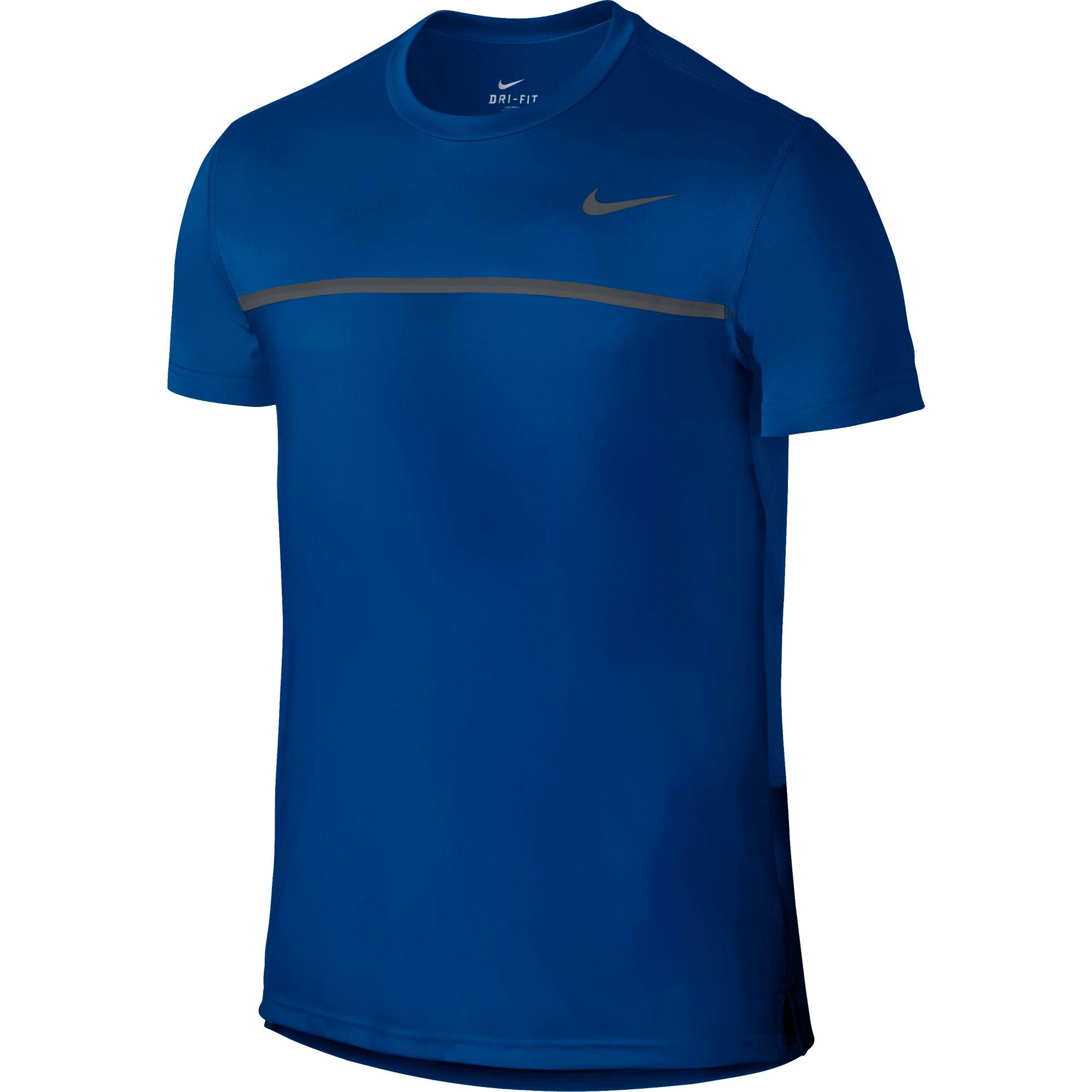 Nike Mens Challenger Crew Neck Tennis Shirt - Blue Jay - Tennisnuts.com