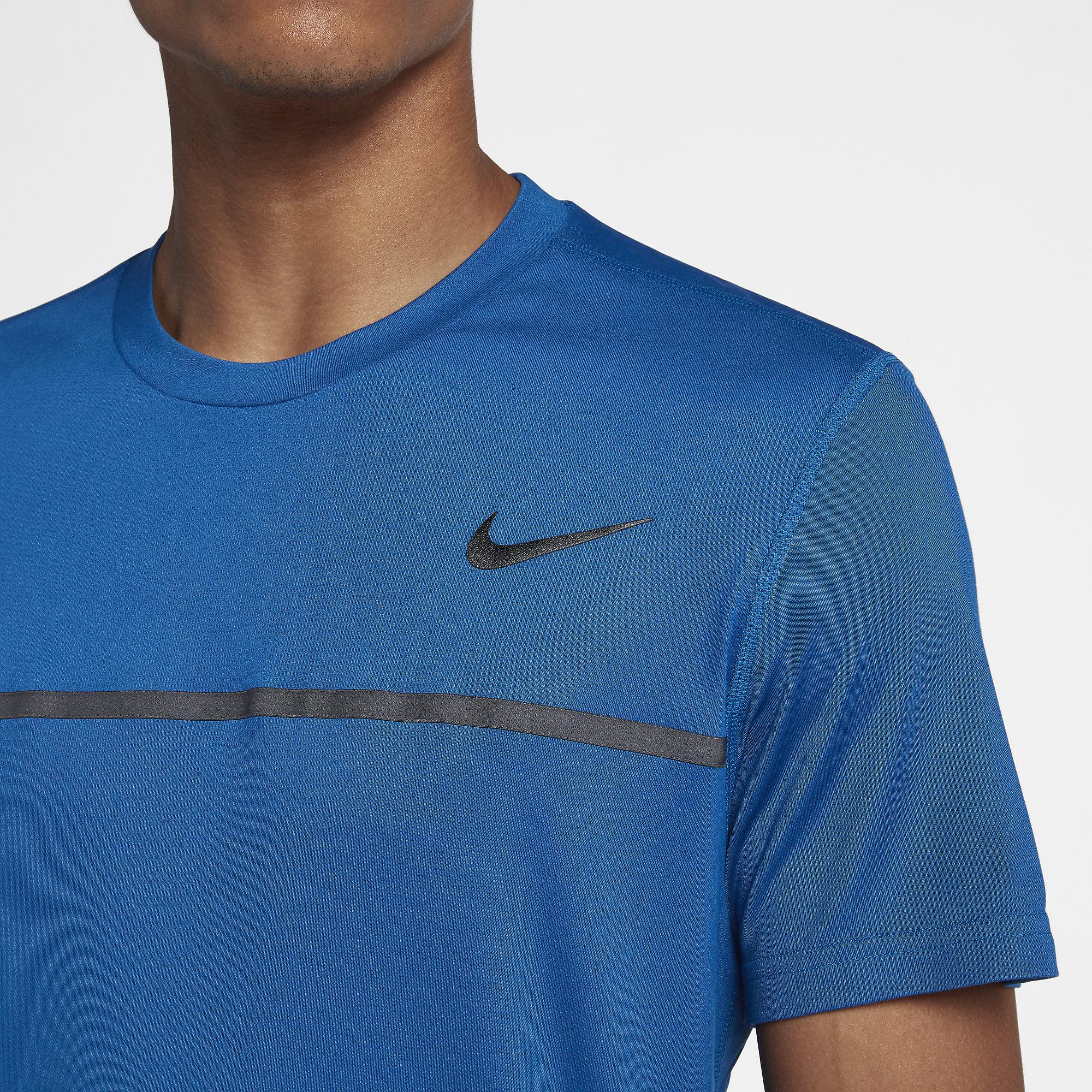 Nike Mens Challenger Crew Neck Tennis Shirt - Blue Jay - Tennisnuts.com