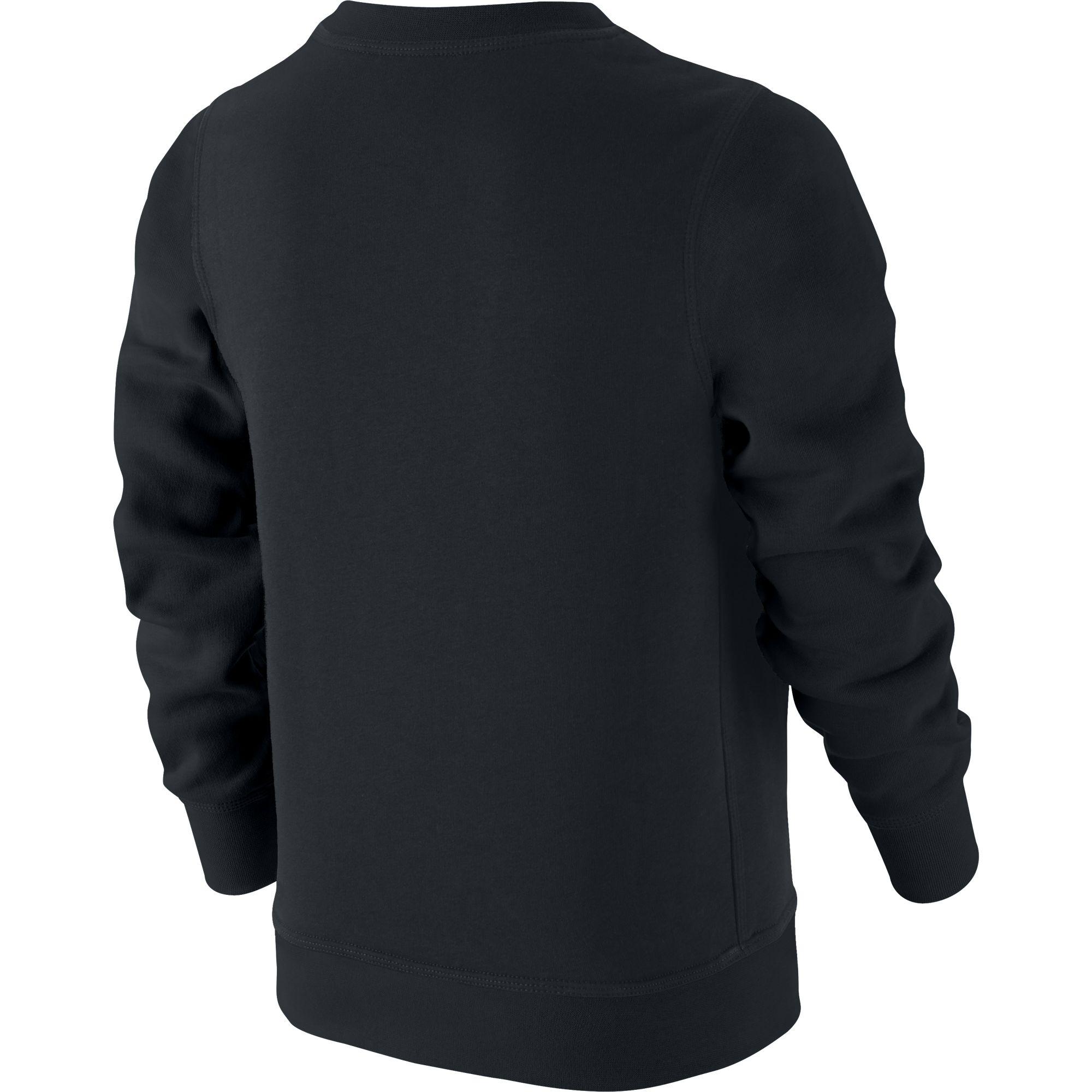 Nike Boys YA76 Brushed Fleece Graphic Crew Sweatshirt - Black ...