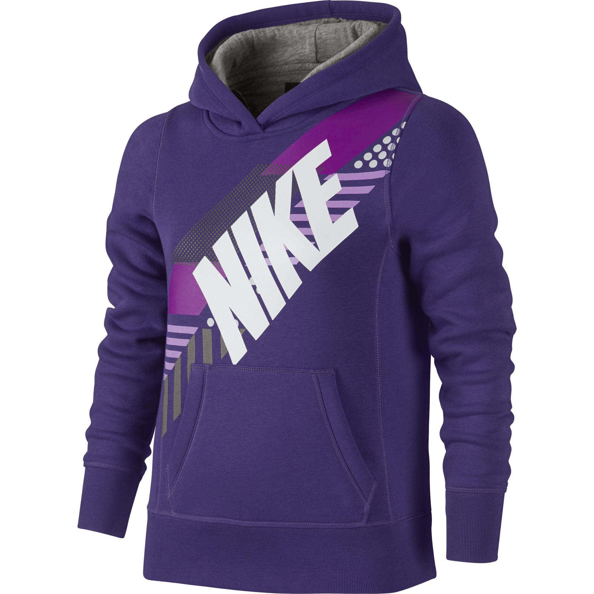Nike Girls YA76 Brushed Fleece Over-the-head Hoodie - Purple ...