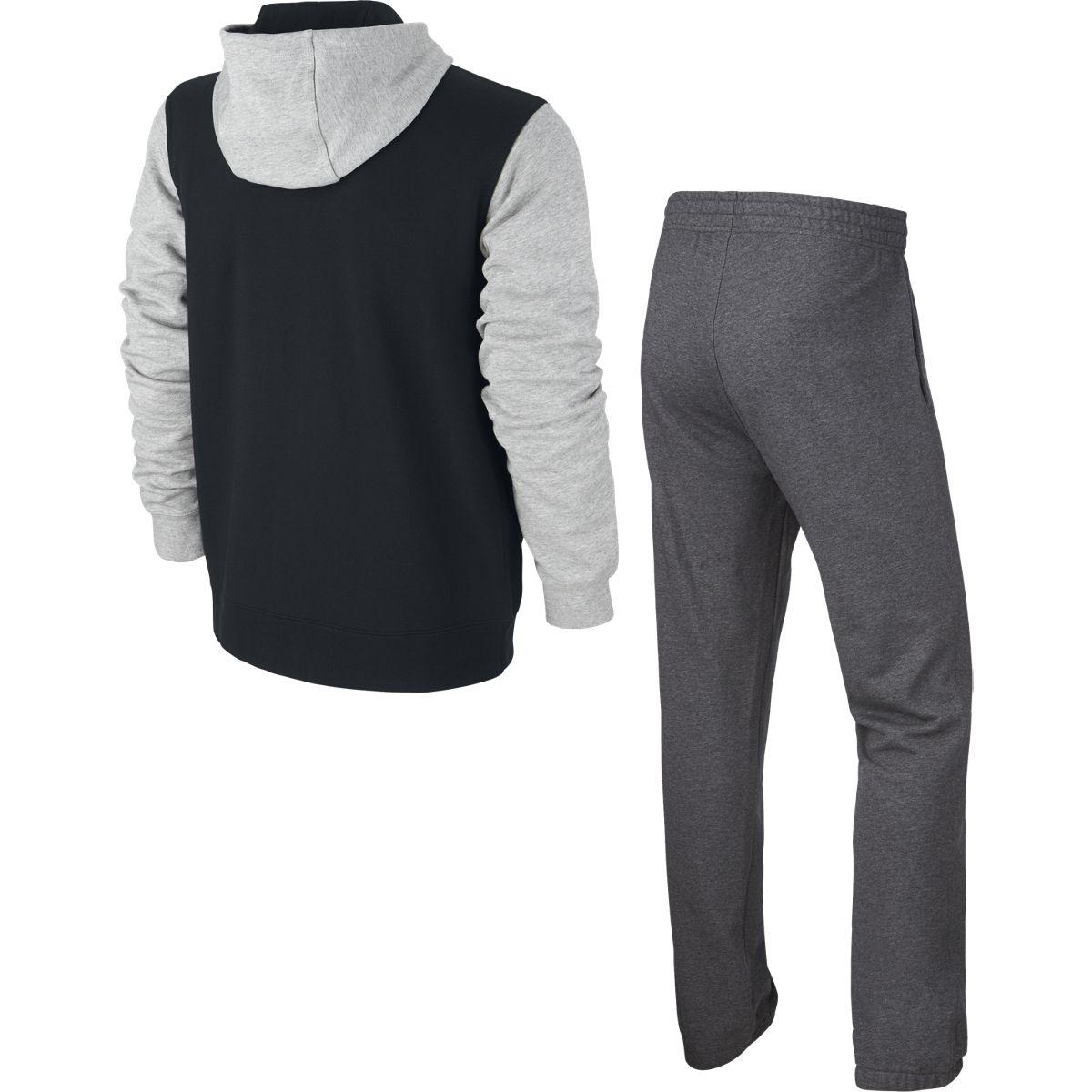 Nike Mens Full Zip Hooded Tracksuit Black/Grey