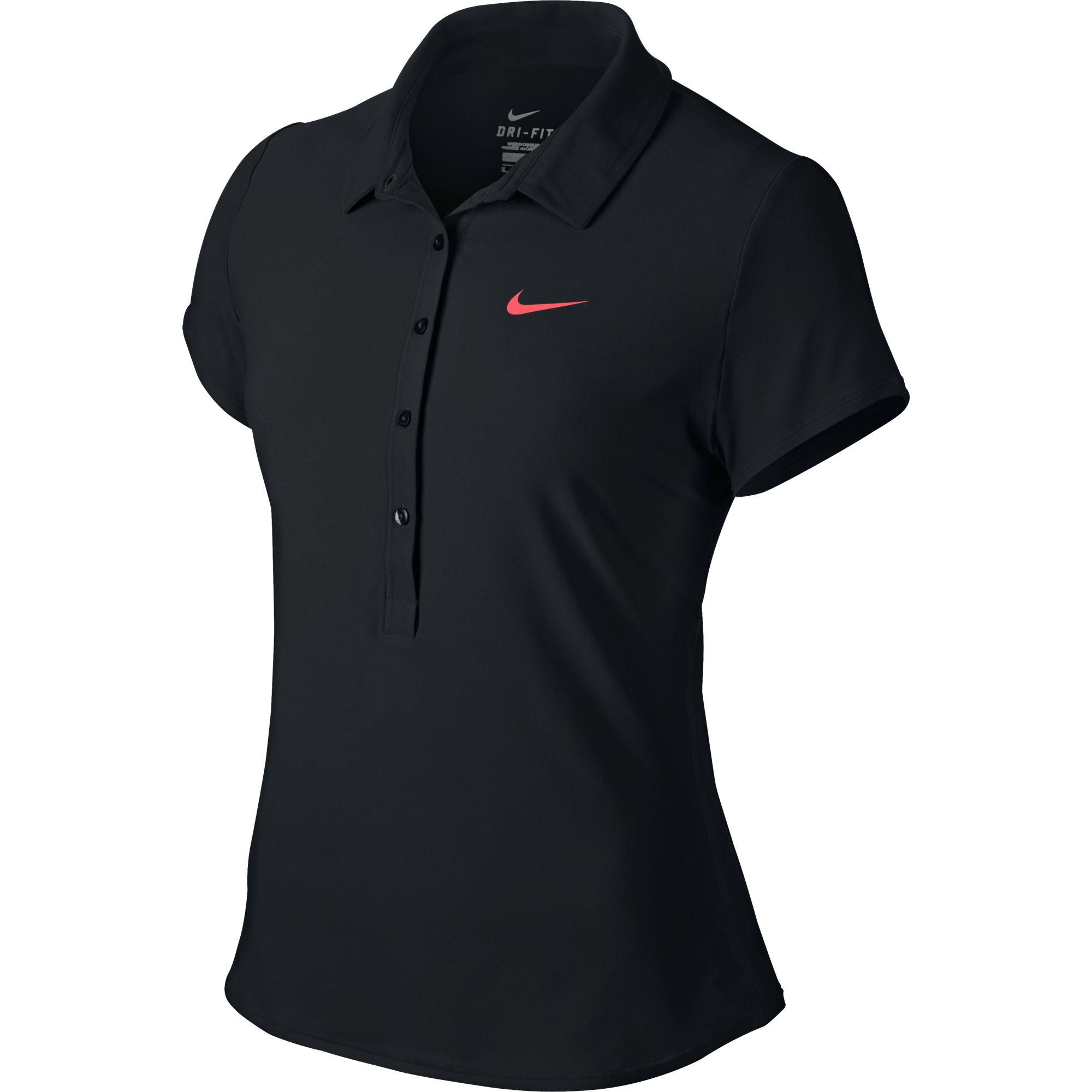 Nike Womens Advantage Tennis Polo Black/Hot Lava