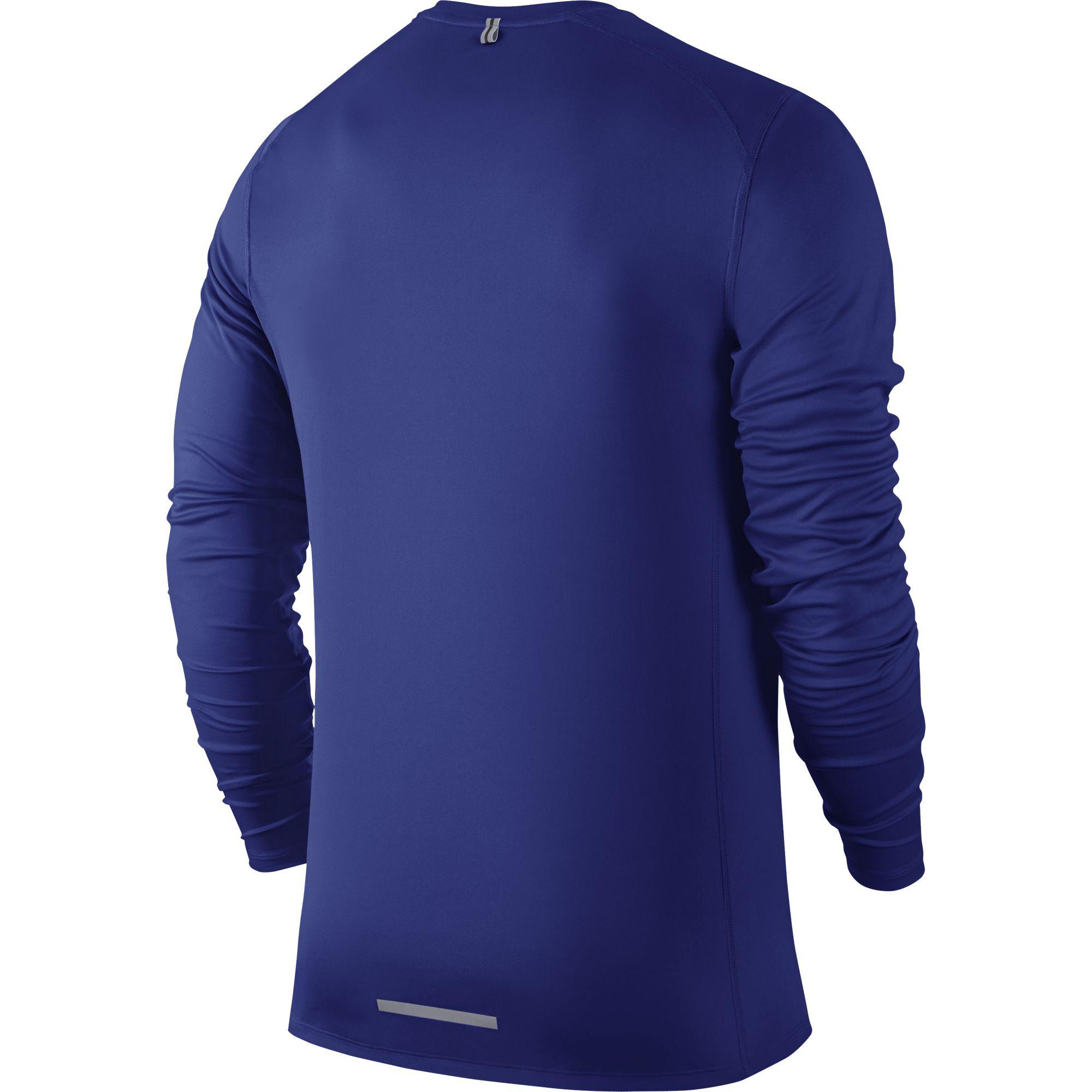 Nike Mens Dri-FIT Miler Long Sleeve Top - Deep Royal Blue - Tennisnuts.com