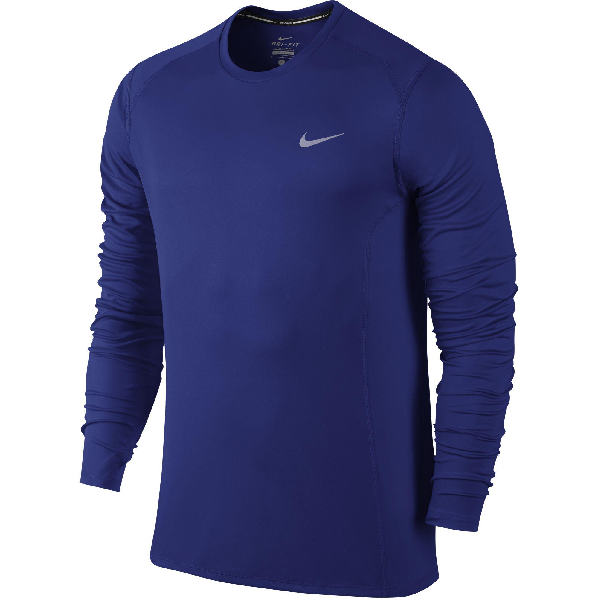 Nike Mens Dri-FIT Miler Long Sleeve Top - Deep Royal Blue - Tennisnuts.com