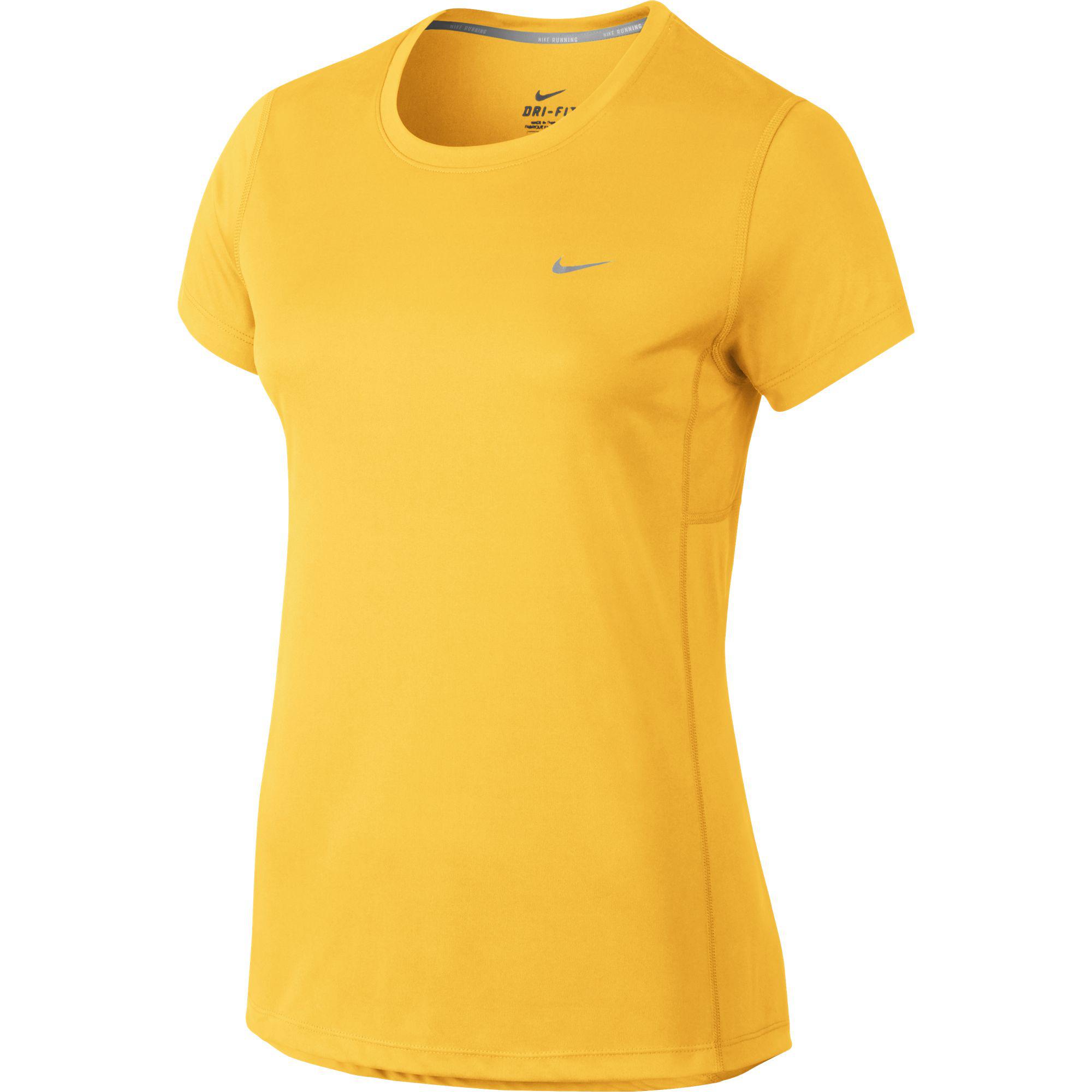 Nike Womens Miler Short Sleeve Top Yellow