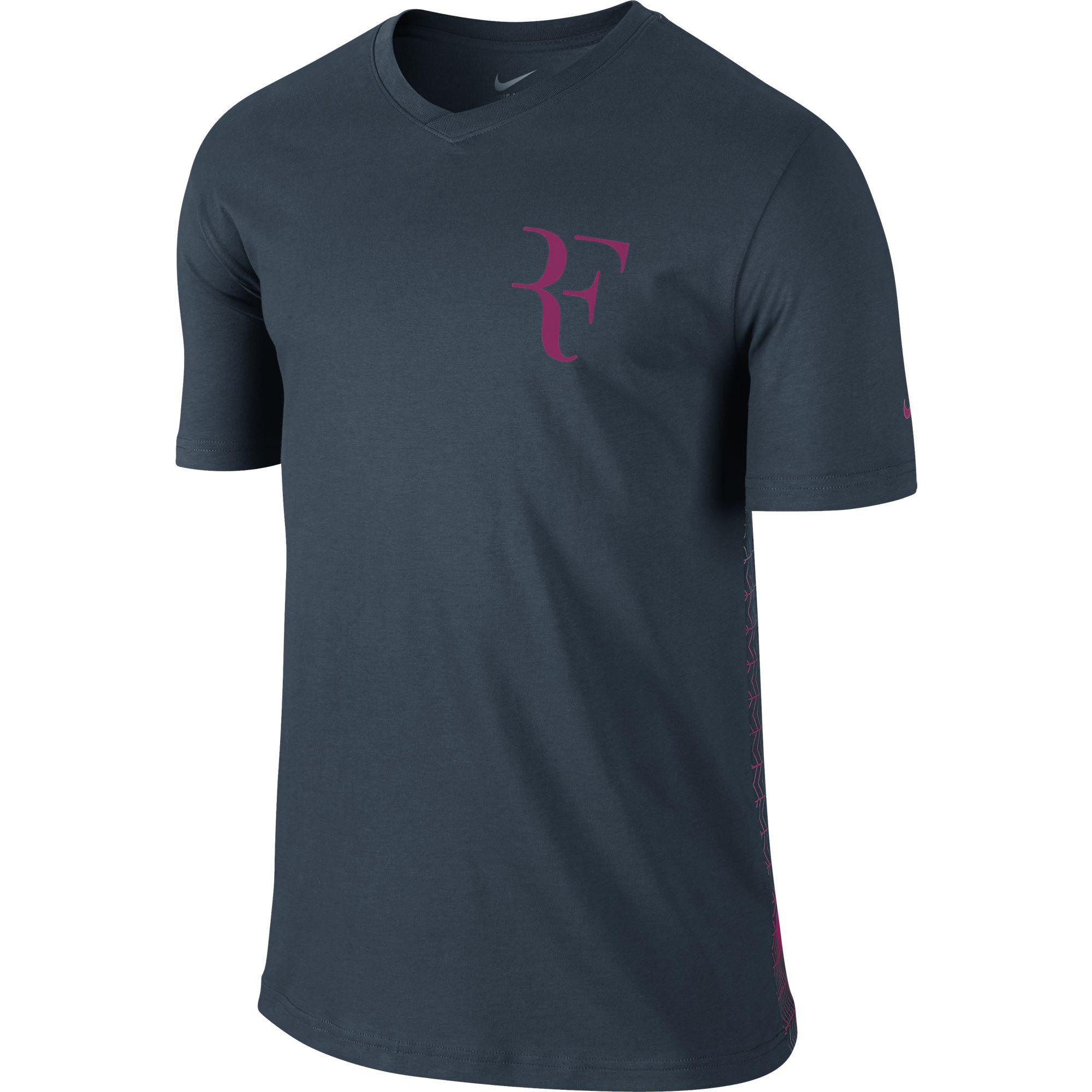 Nike Mens Premier RF V-Neck T-Shirt - Squadron Blue/Sport Fuchsia - Tennisnuts.com2000 x 2000