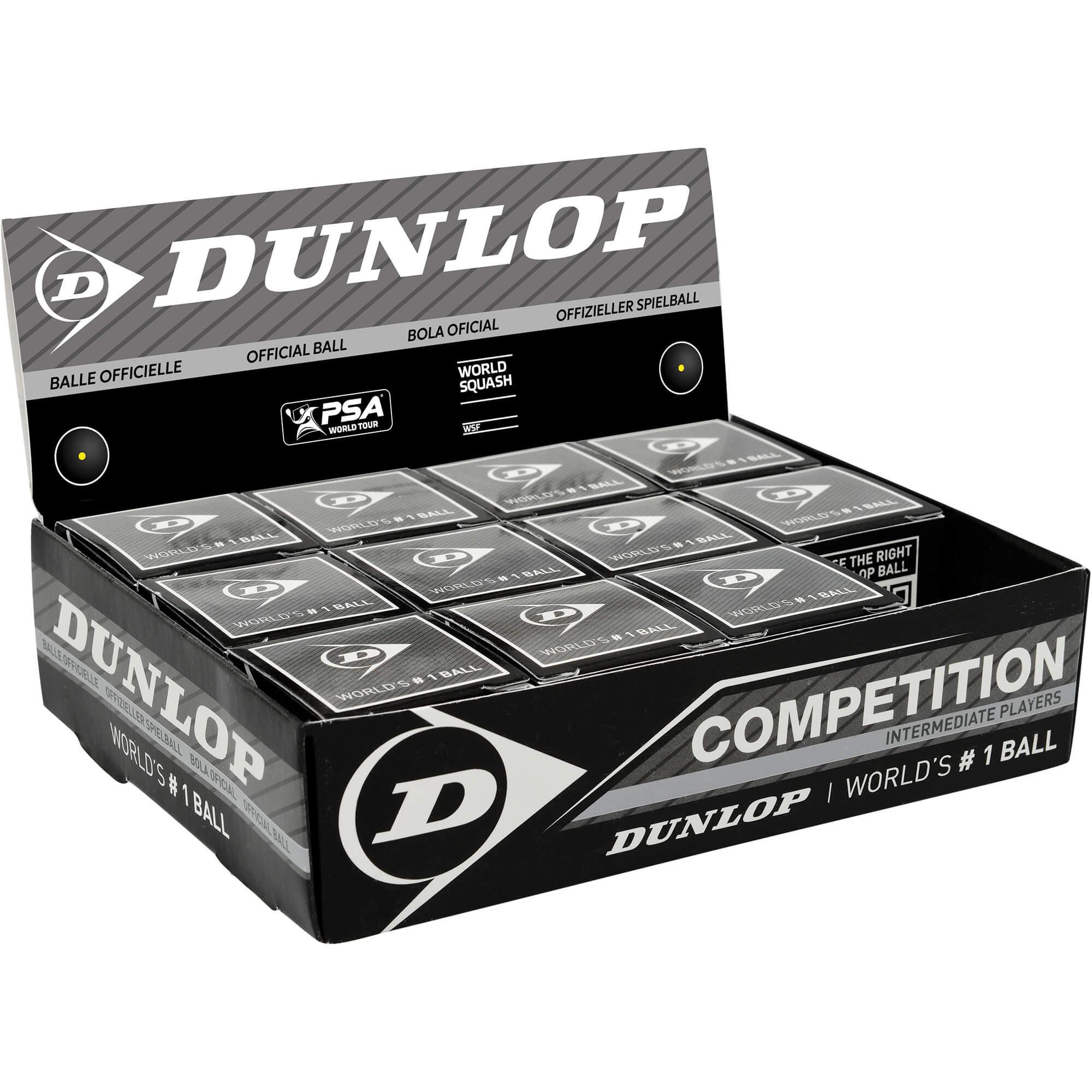 6 Dunlop Competition Yellow Dot Squash Balls RRP £23.99 