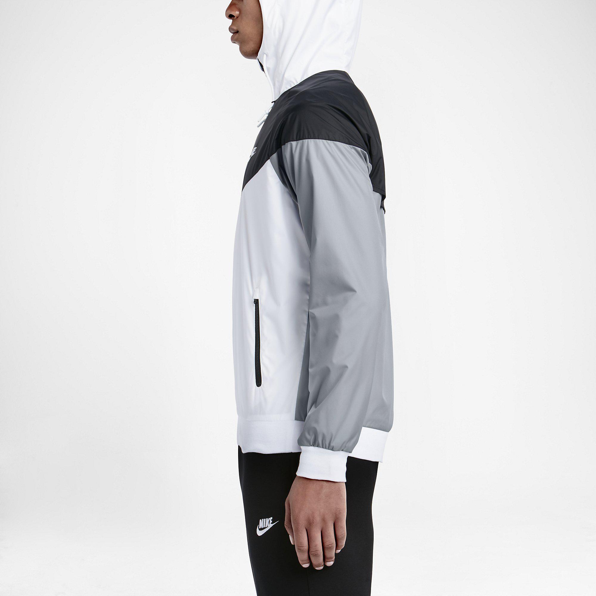 nike windrunner black white grey