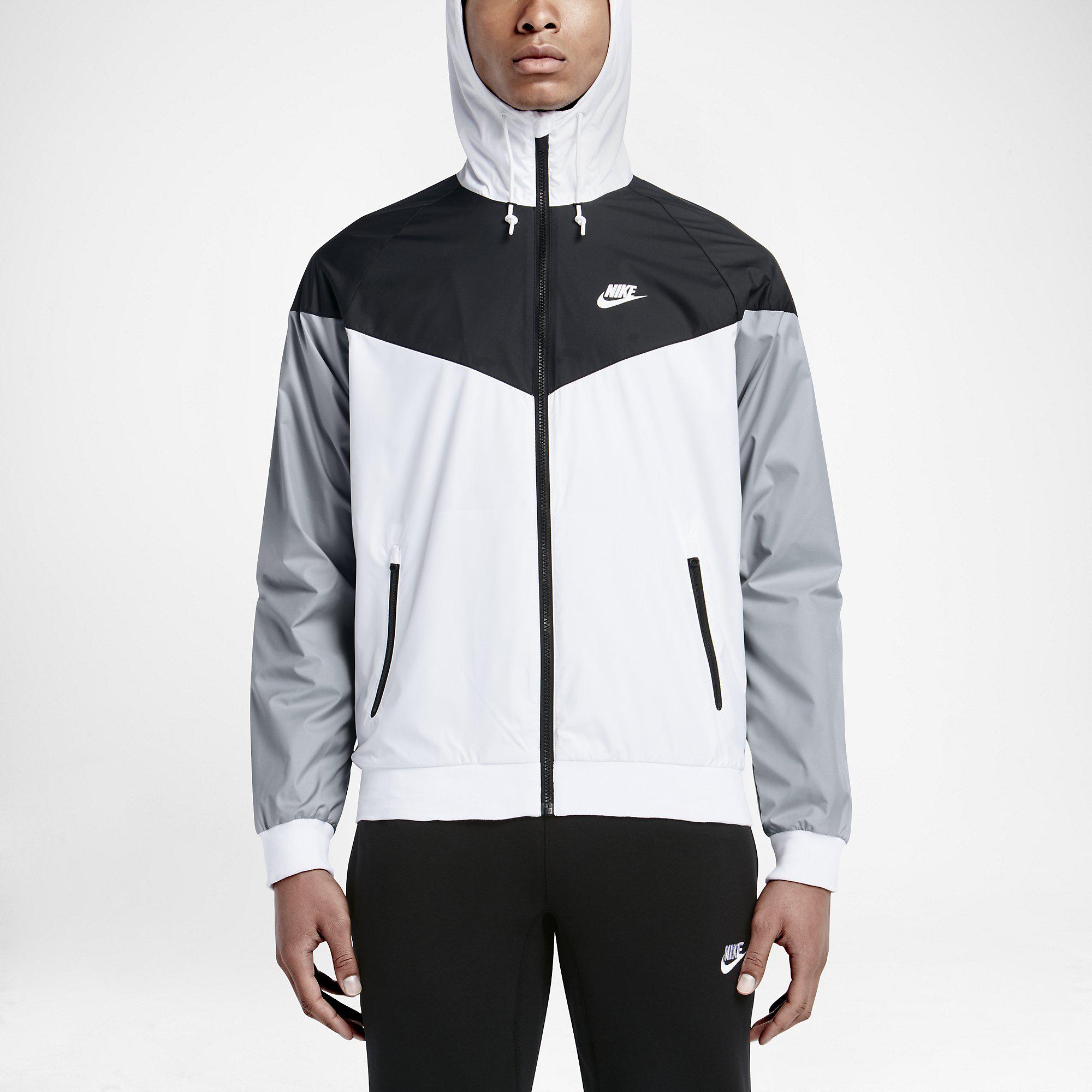 black white and grey nike windrunner