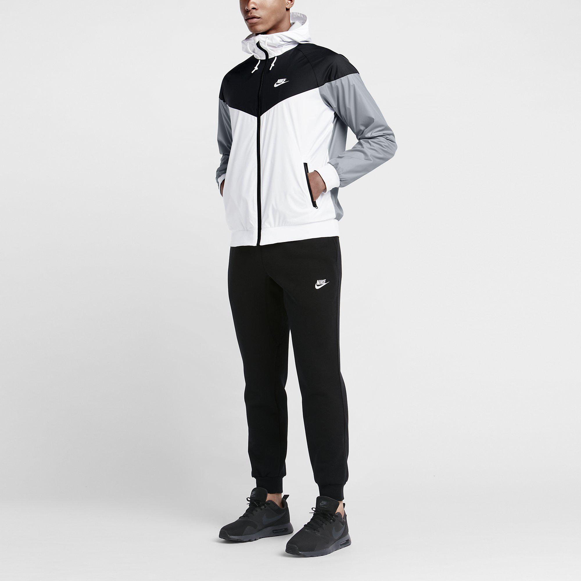 black white and grey nike windrunner