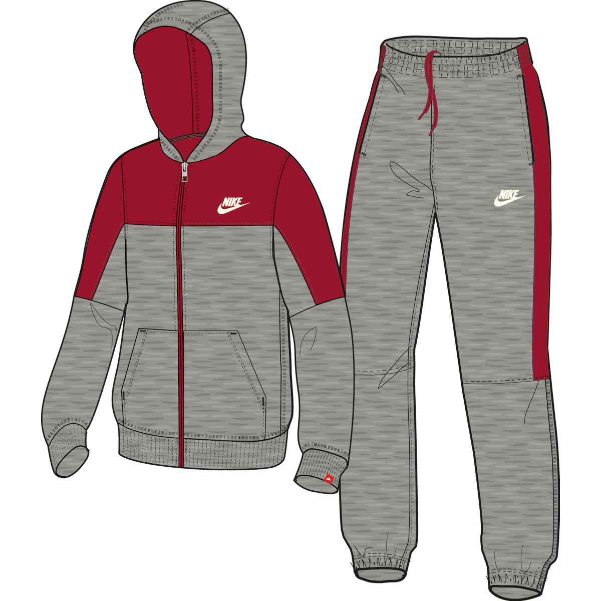 nike tracksuit grey and red