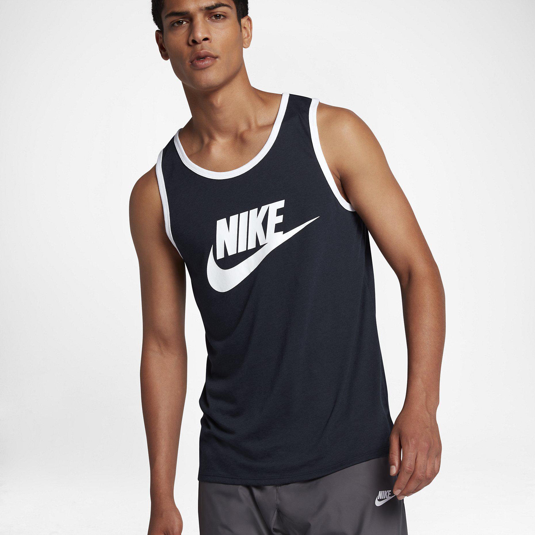 Nike Mens Sportswear Ace Logo Tank Top - Obsidian/White - Tennisnuts.com
