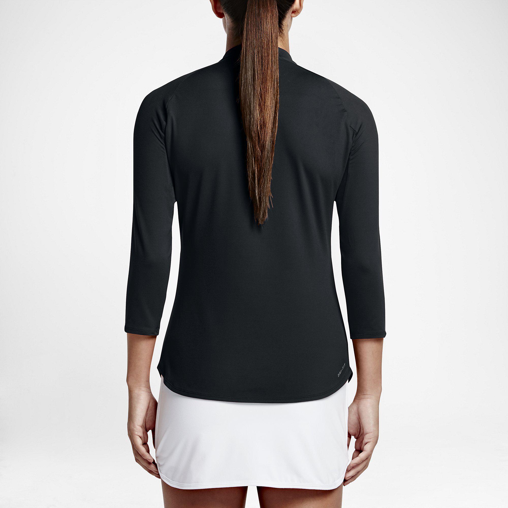 Nike Womens Dry 3/4 Sleeve Tennis Top Black