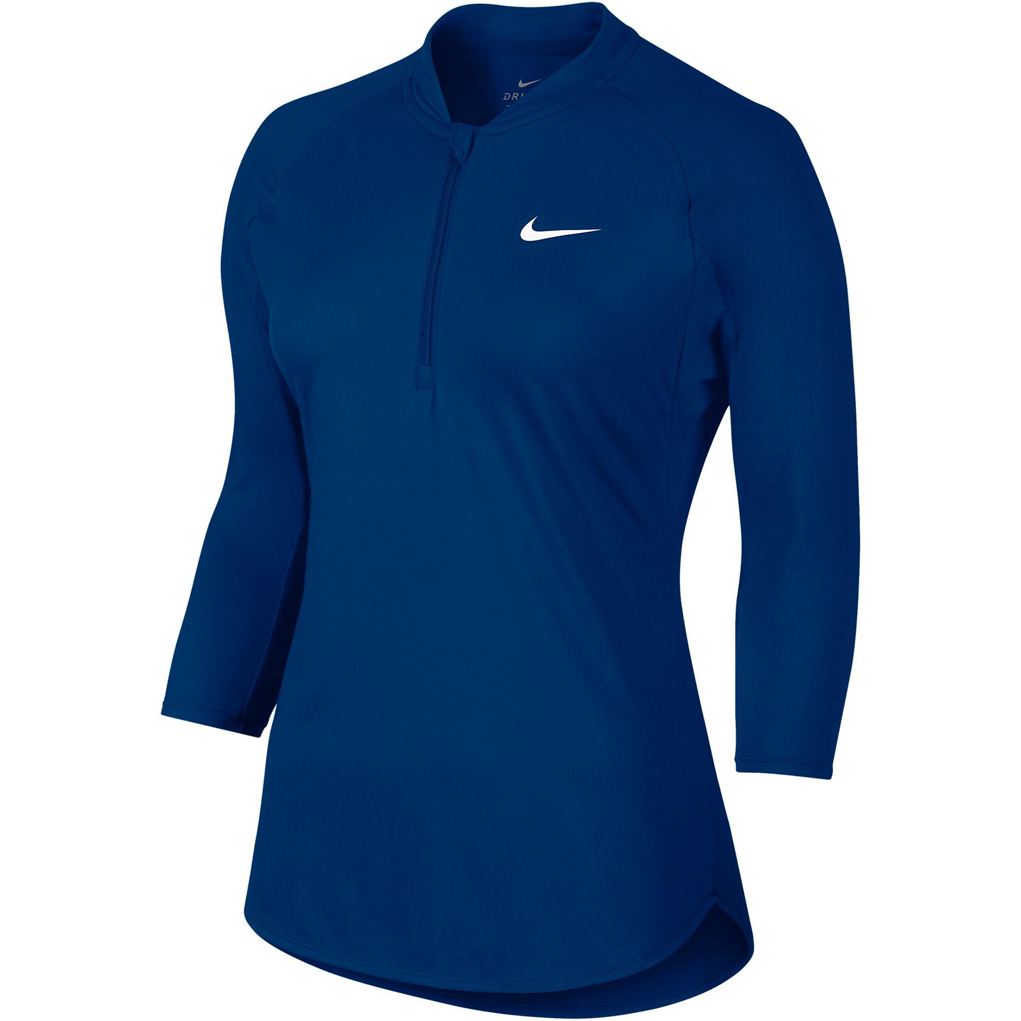 Nike Womens Dry 3/4 Sleeve Tennis Top Blue Jay