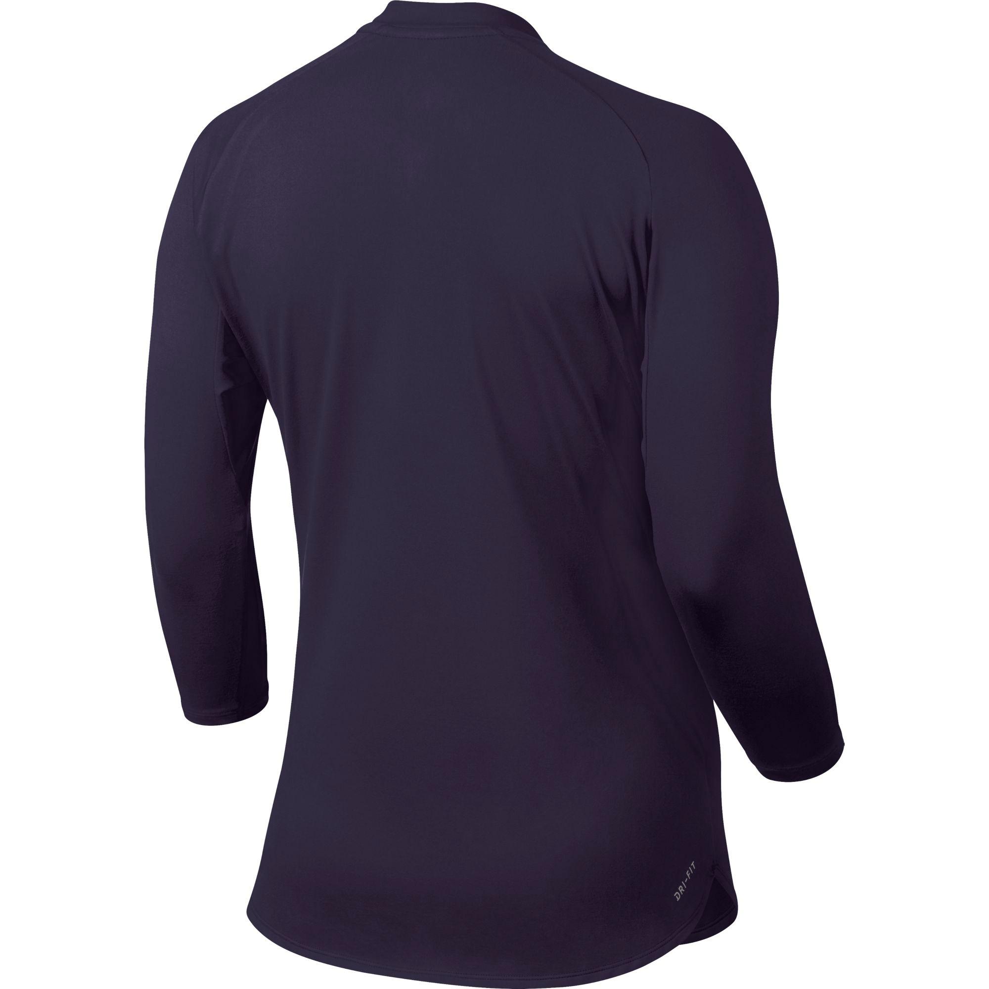 Nike Womens Dry 3/4 Sleeve Tennis Top Purple/Bright Mango