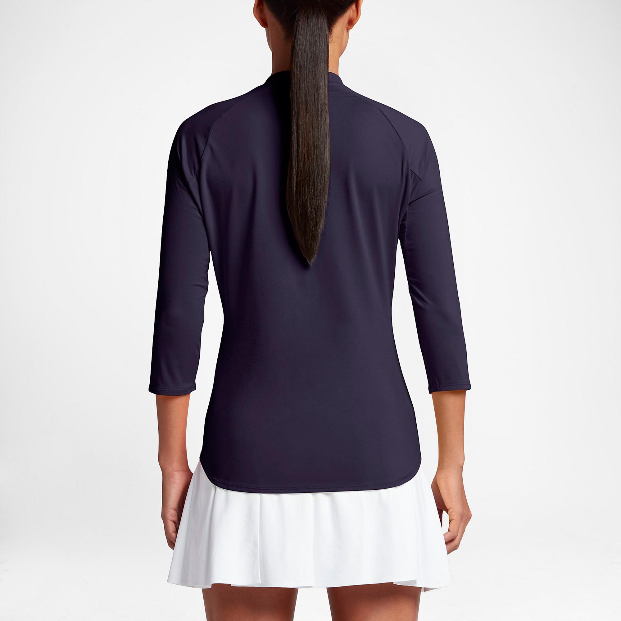 Nike Womens Dry 3/4 Sleeve Tennis Top Purple/Bright Mango